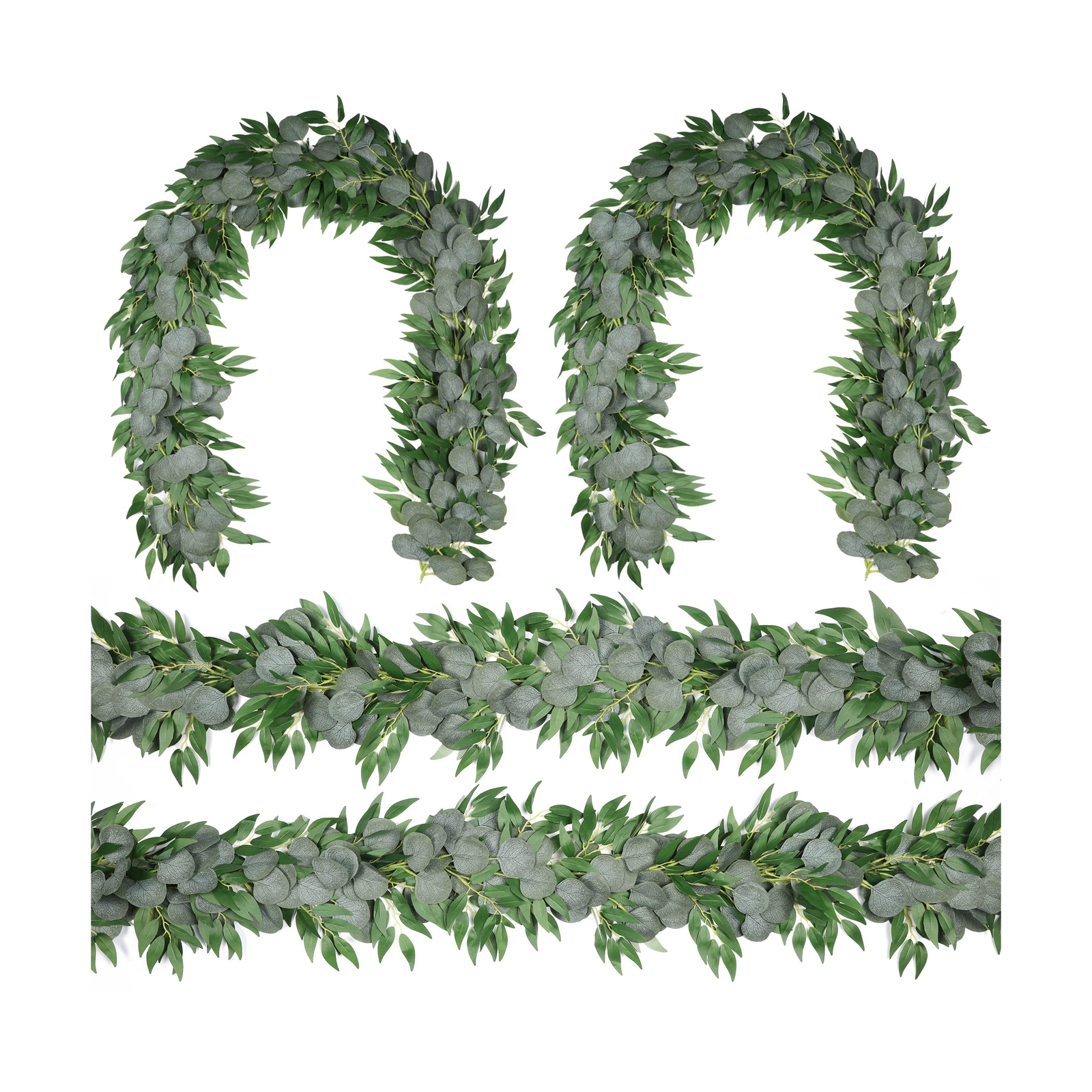 4 Packs 6.5 Feet Artificial Silver Dollar Eucalyptus Leaves Garland with Will…