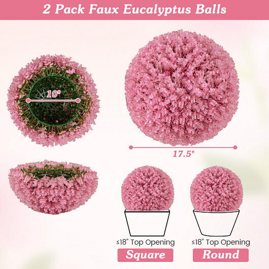 17.5 Inch Faux Purple Eucalyptus Decorative Balls with 7 Layers Leaves for Backy