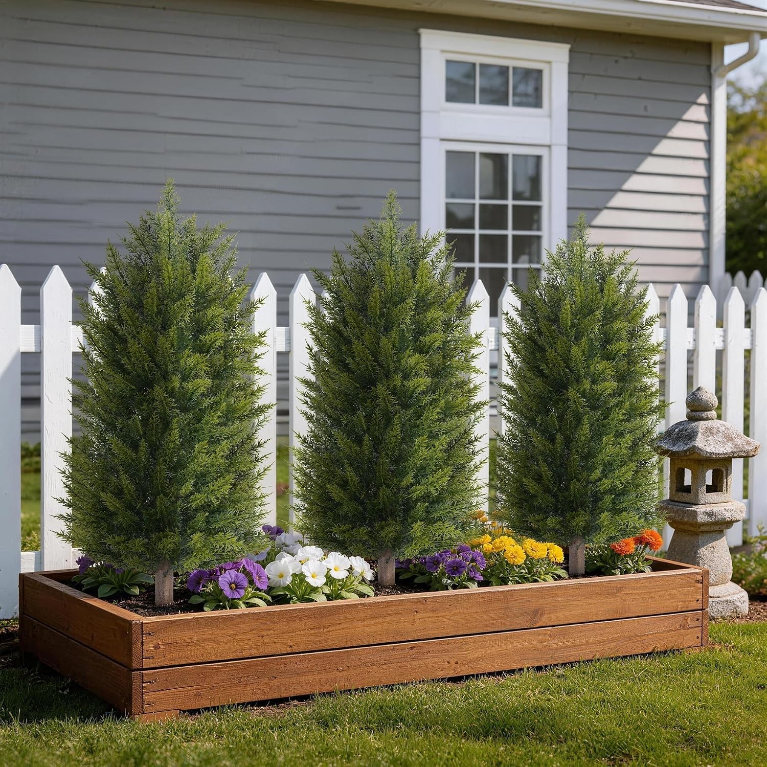 3ft UV-Resistant Artificial Cedar Topiary Tree Faux Cypress Outdoor Fake Pine