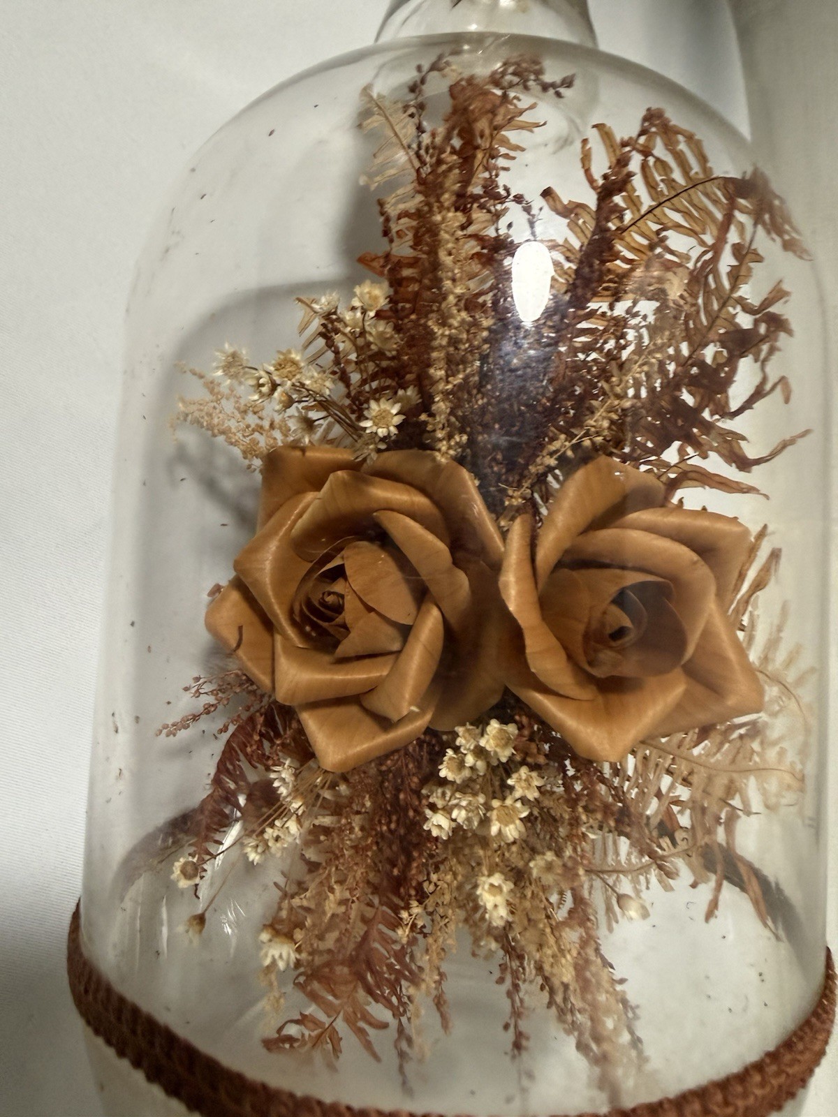 Vintage Bowl O Beauty Plant In A Bottle , Mcm , Brown Floral Made In Thailand