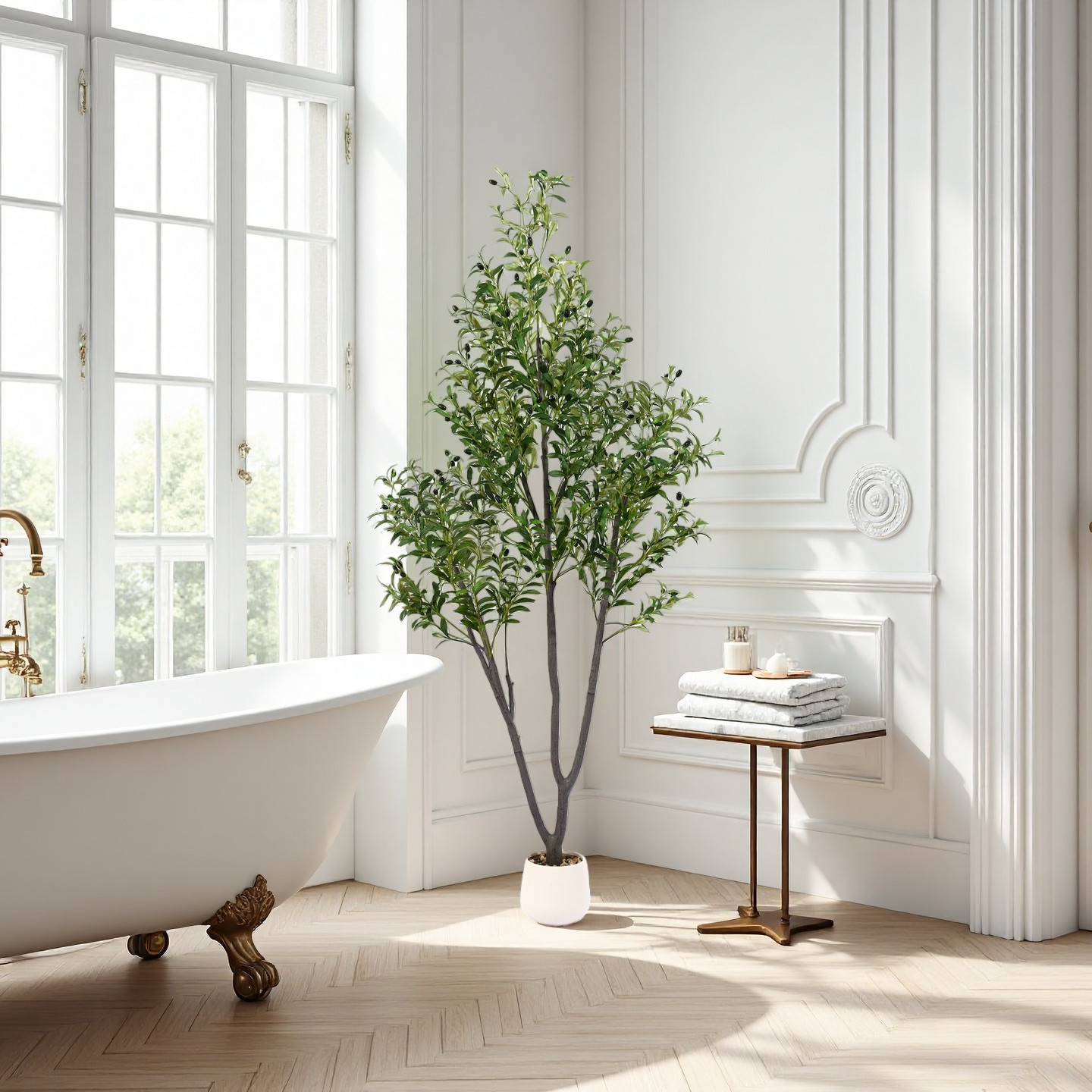 Olive Trees Artificial,Artificial Plants with Natural Wood Trunk&Lifelike Fruits