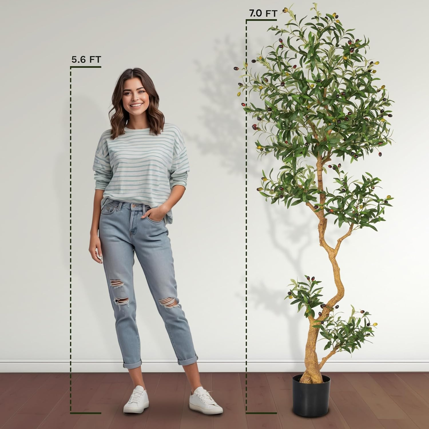 Fake Olive Tree 7.0 Feet – Artificial Plants Indoor, Faux Olive Tree, Fake Tree