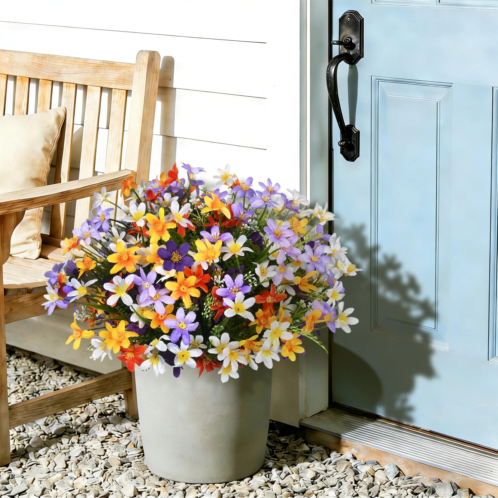12 Bundles Artificial Spring Summer Flowers Outdoor Decorations Fake Plants, …