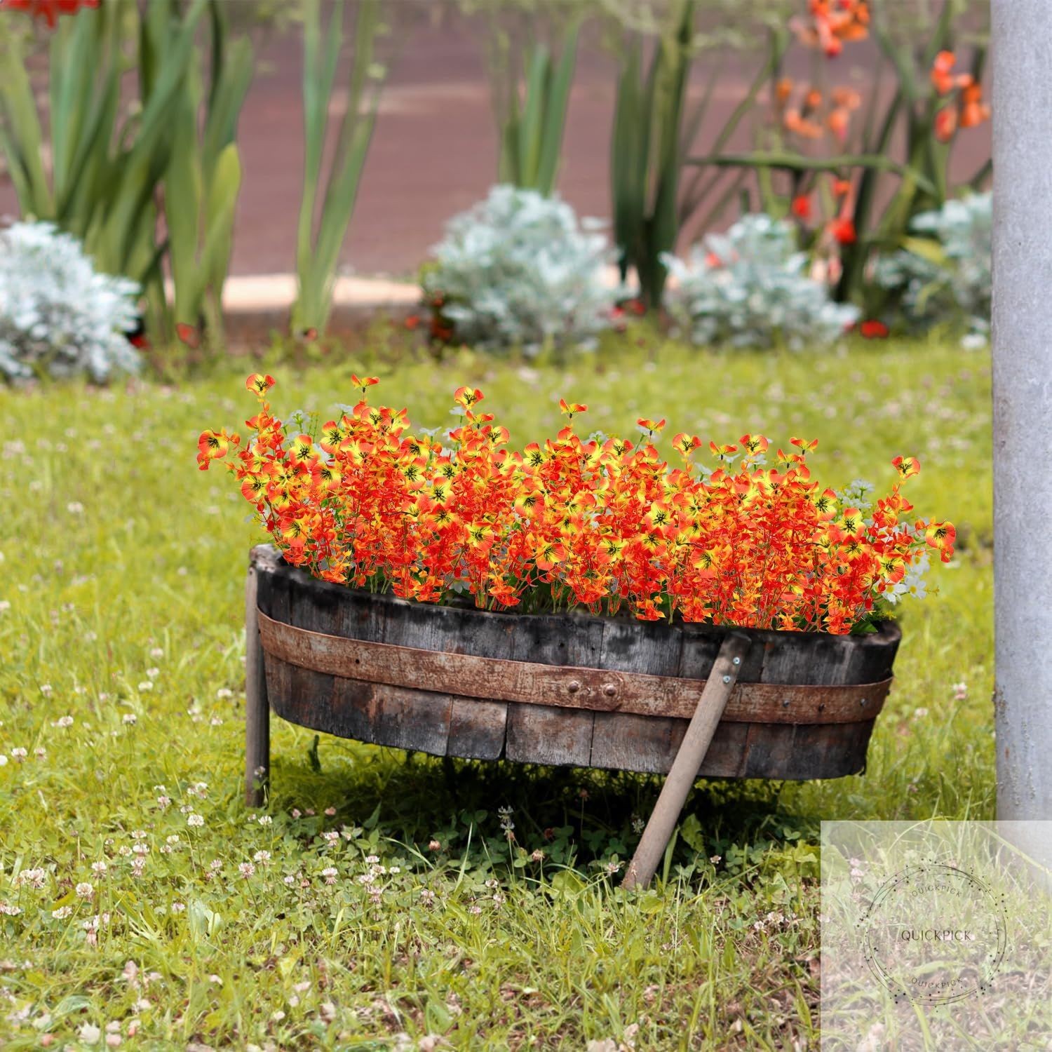 Artificial Flowers Fake Pansy and Eucalyptus Plants 10 Bundles Faux Silk Outdoor