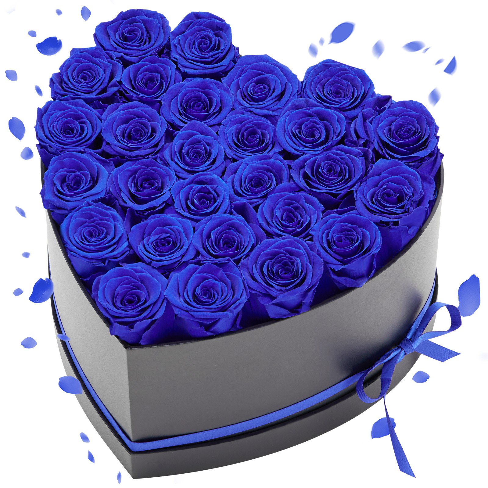 VEVOR Forever Flowers 27 Preserved Roses Heart Box Eternal Bouquet Royal Blue