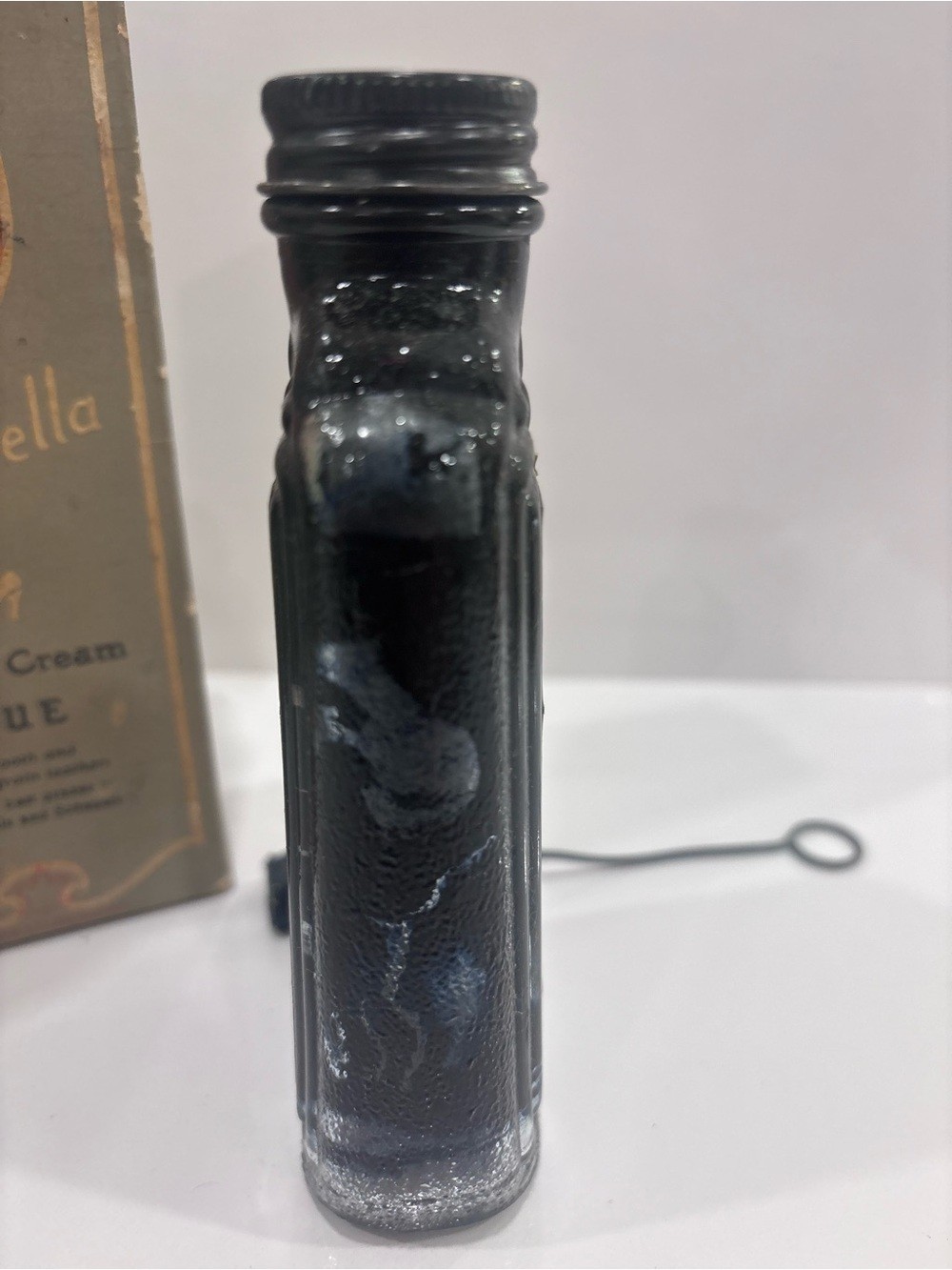 Vintage Cinderella leather cream blue shoe polish complete box bottle dauber