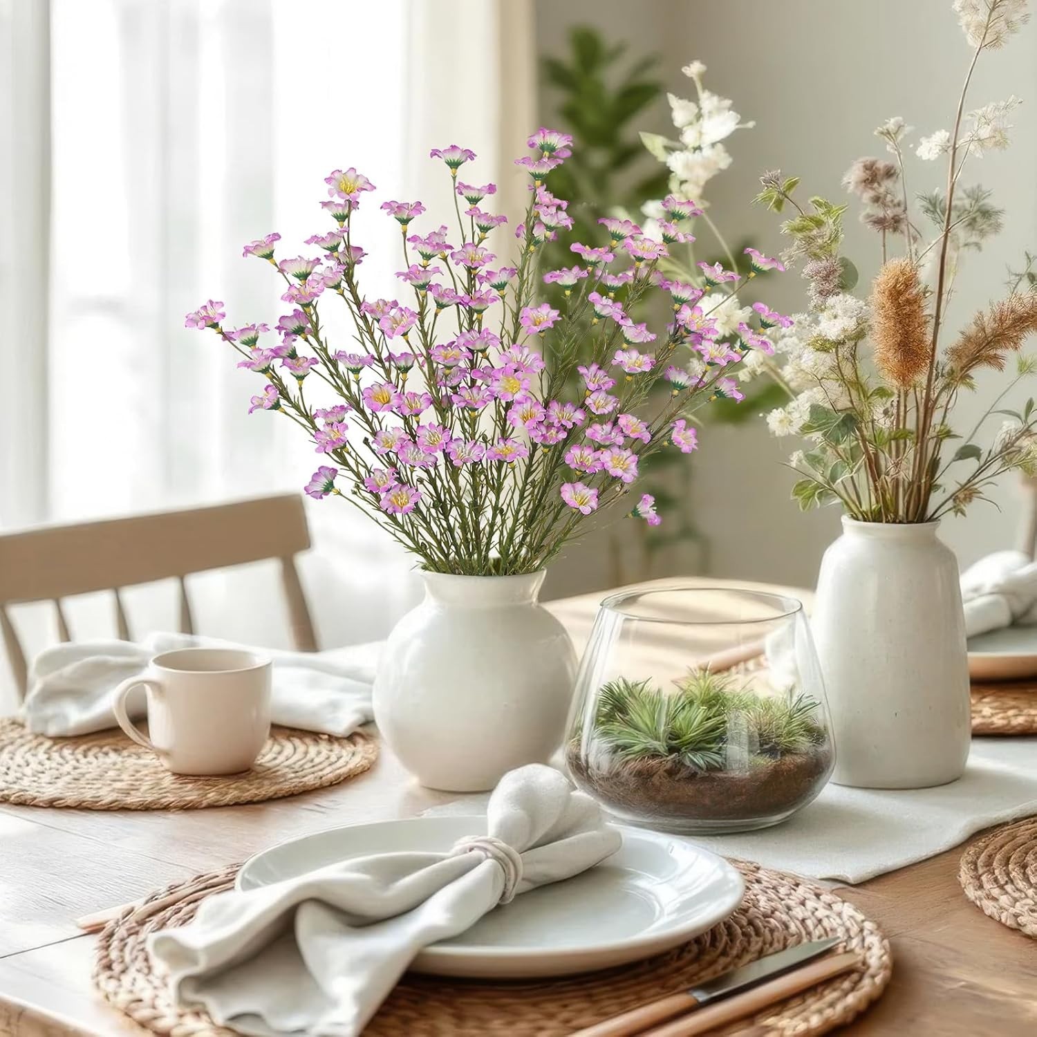 10 Pcs Artificial Wildflowers with Stems Bulk Silk Spring Flowers 21″ Fake Fo…