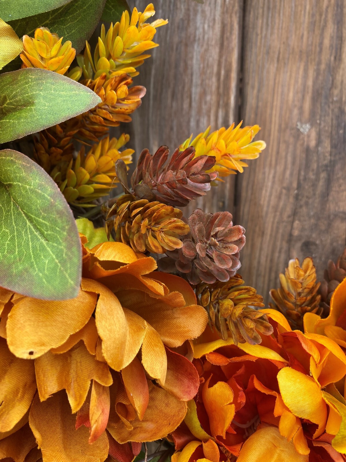 Autumn colored Floral Wreath, 18″ base measuring 20-24″. Free Shipping.