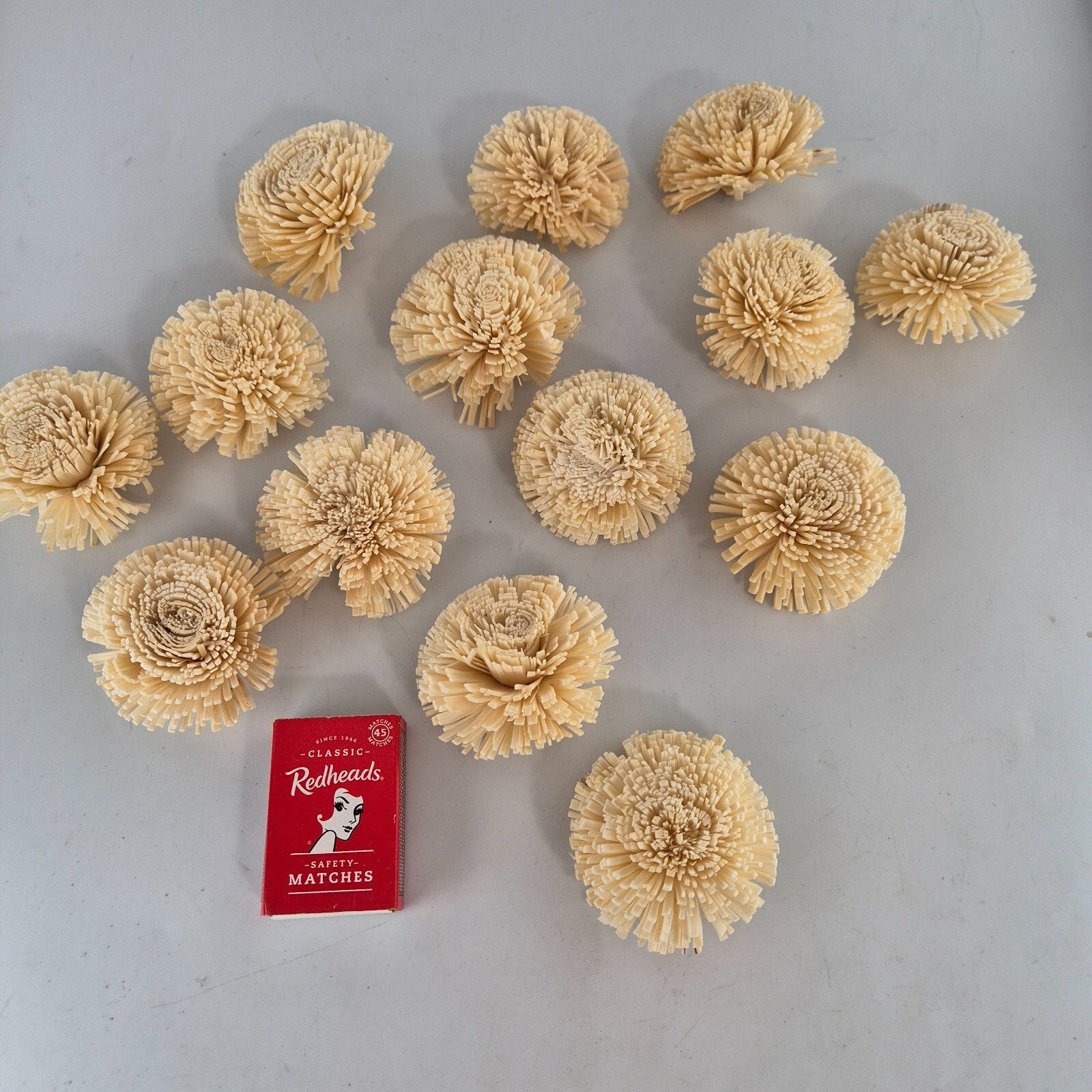 Paper Wood Flowers x 14 Cream Table Decor Multi Purpose Faux Flower