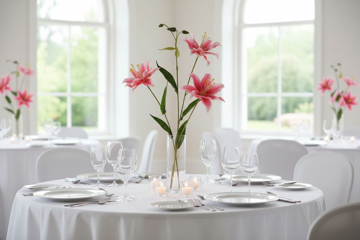 Luxury Artificial Hot Pink Lily Stem 27 Inch | Faux Asiatic Lily with Buds | Sym