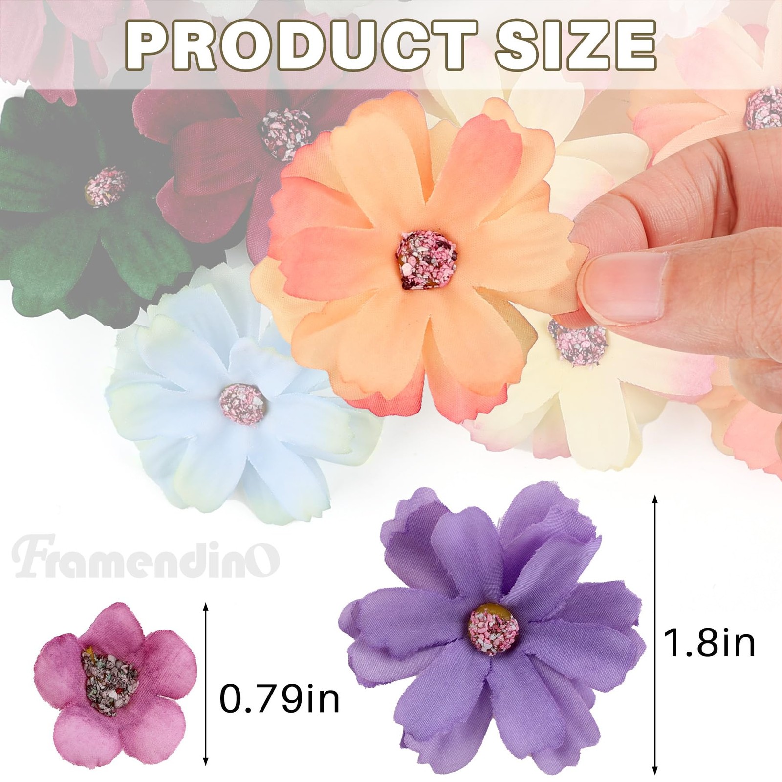 60 PCS Colorful Faux Flower Heads Artificial Silk Daisy Peony Wedding Wreath