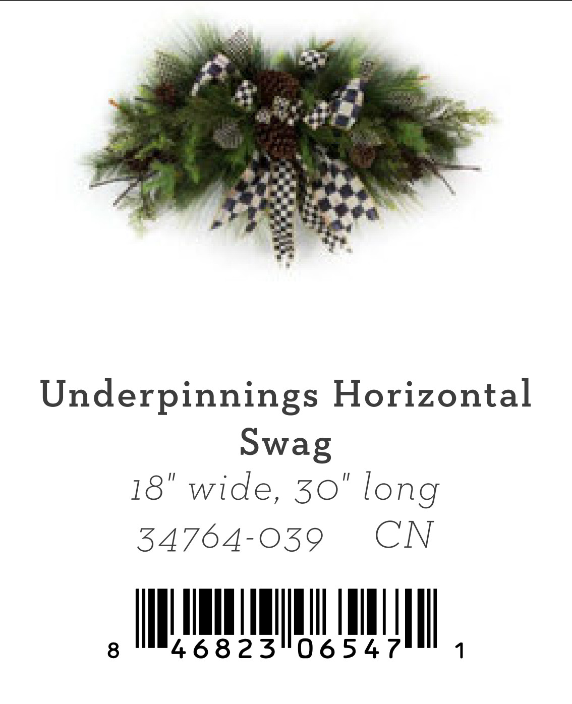 MacKenzie-Childs Underpinnings Horizontal Swag Wall Table Pre-Lit Evergreen
