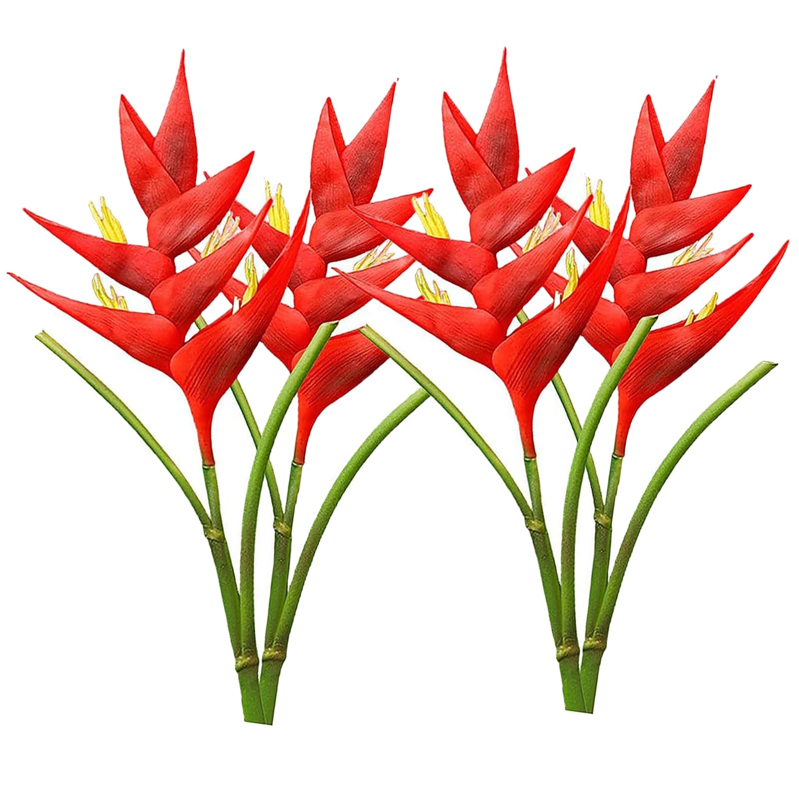 4 PCS Red Artificial Heliconia Fake Bird Of Paradise Flowers Fits 33.5 Inch