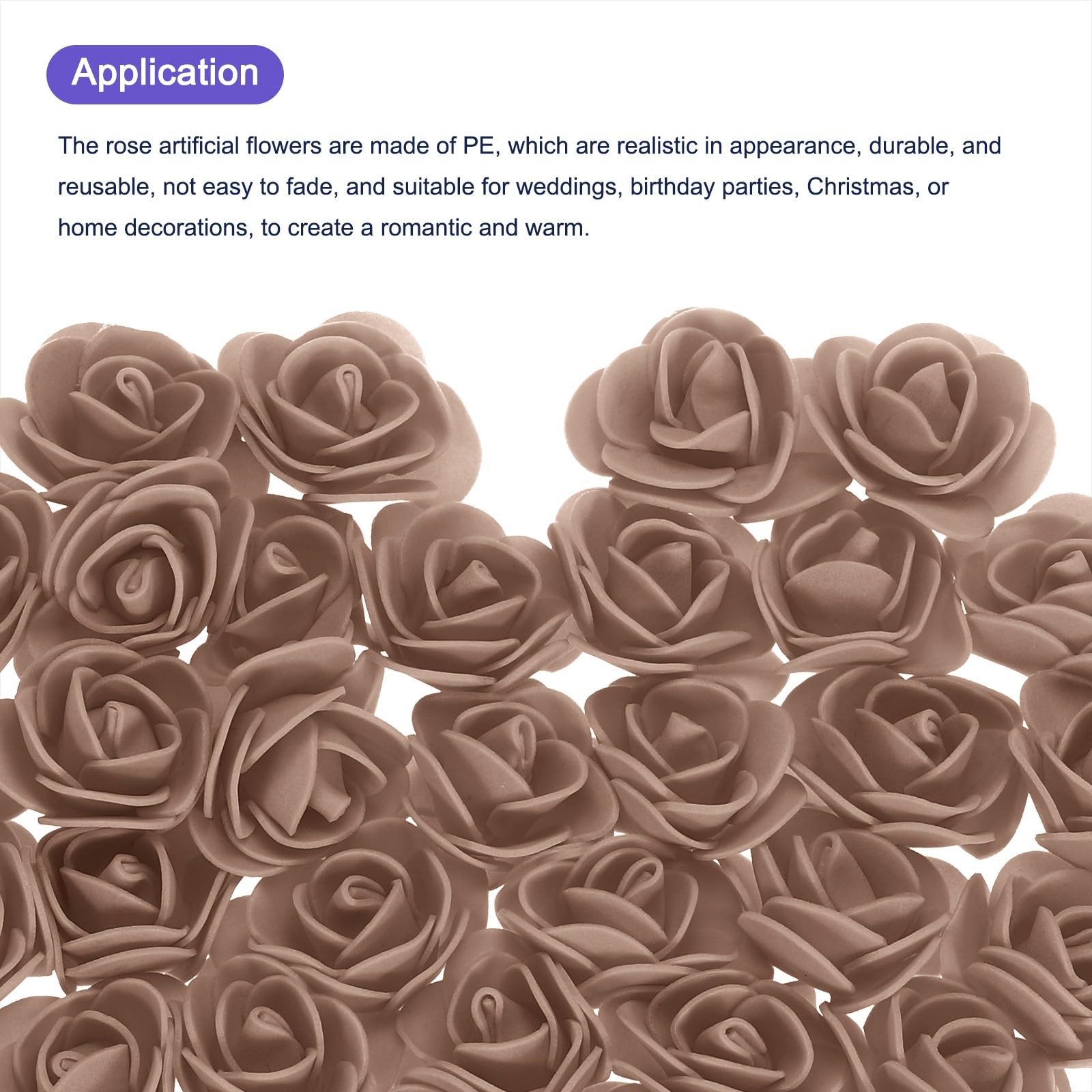 250 PCS Brown PE Mini Artificial Rose Foam Fake Flower Heads for DIY Craft