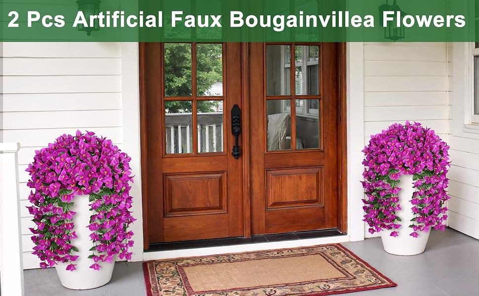 Artificial Bougainvillea Flowers for Outdoors, 2 Pcs, Fuchsia | Faux silk