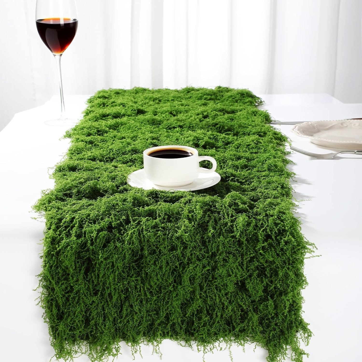 Zeyune 6 Pcs Fake Moss Table Runner for Crafts 12” x 71” Artificial Moss Sheet