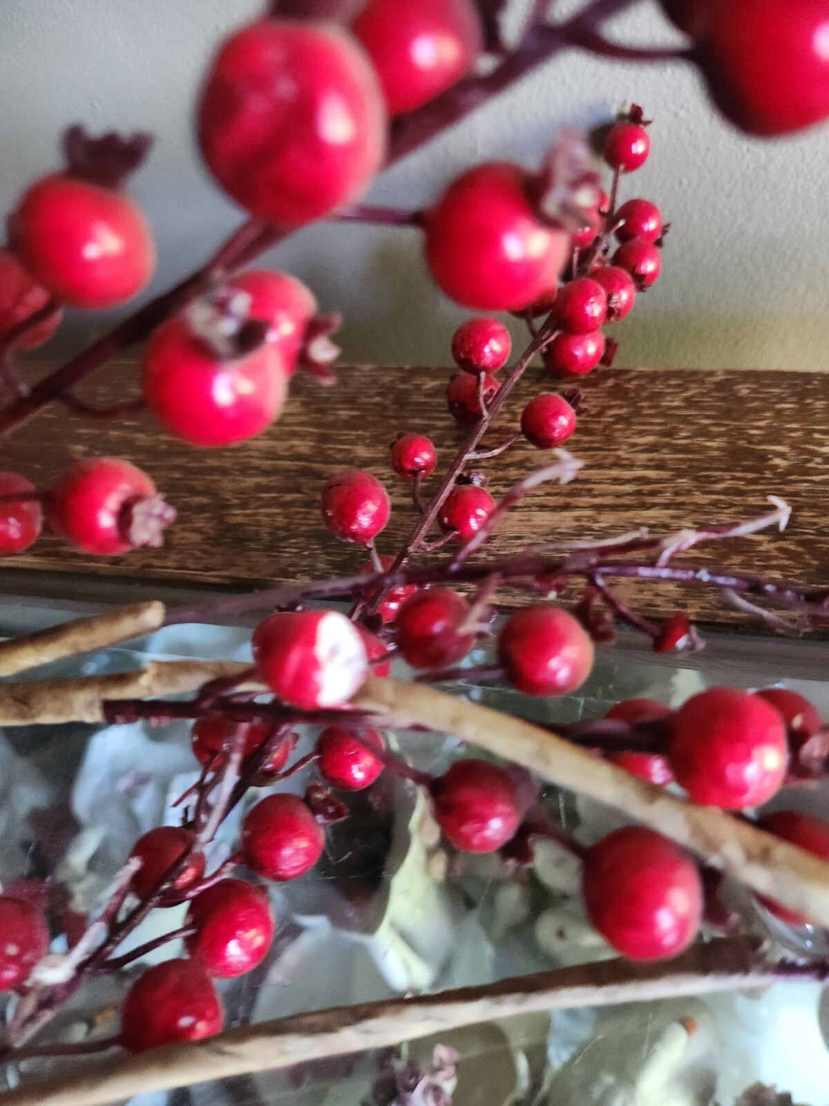 Artificial Red Berry Stem Faux Holiday Christmas Floral Branch Decor
