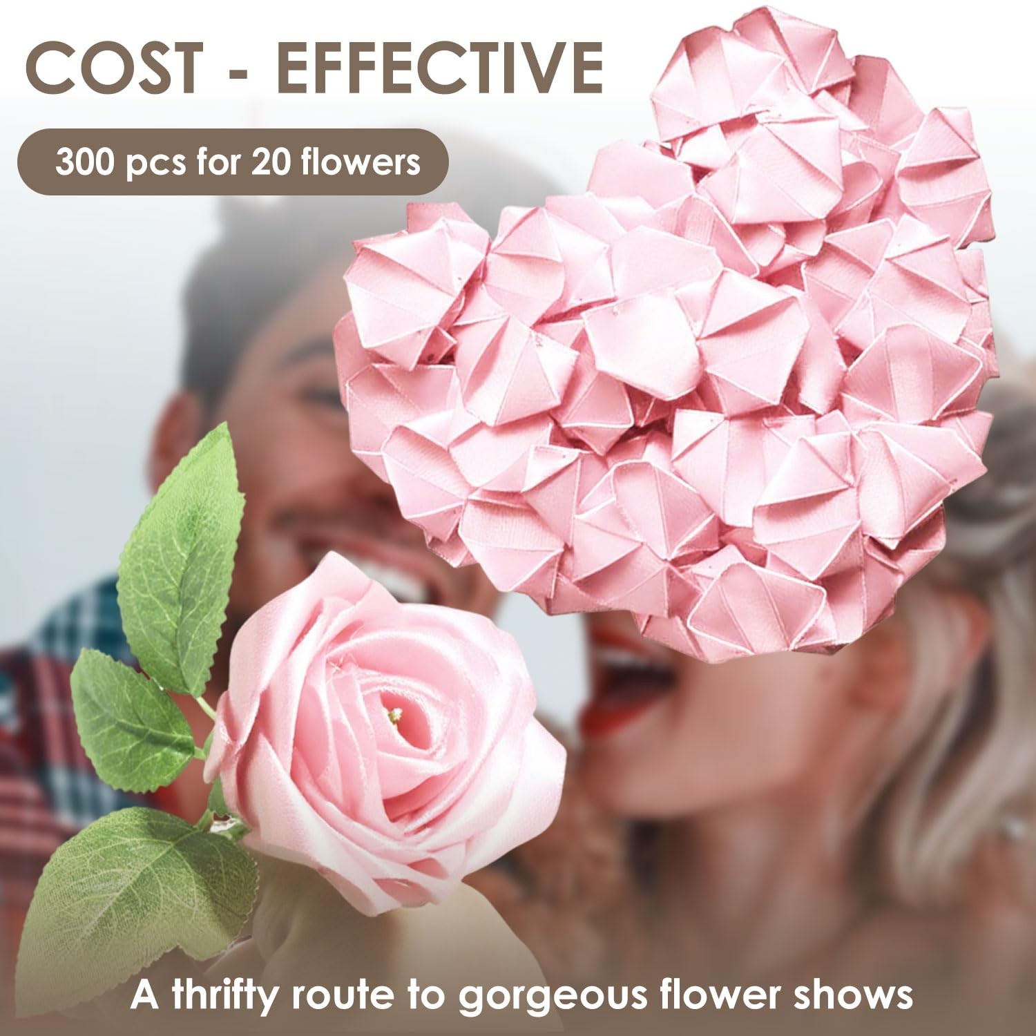 KAKABUBBLE 300PCS DIY Rose Petal Kit with Glue Gun, Sticks & Leafy Stems | Ha…