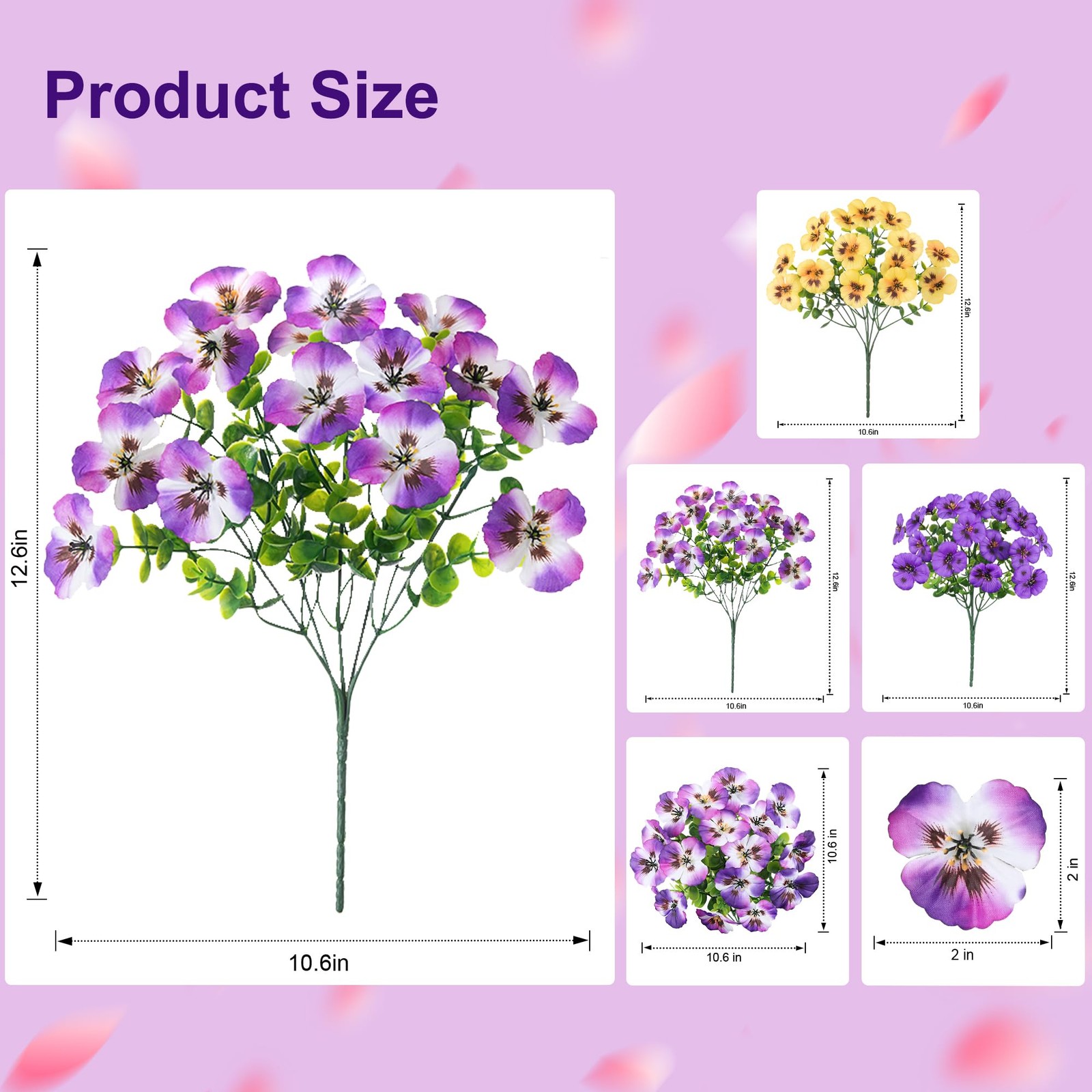 20PCS Artificial Fake Pansy Flowers for Outdoors Spring Summer Decor,Faux Sil…