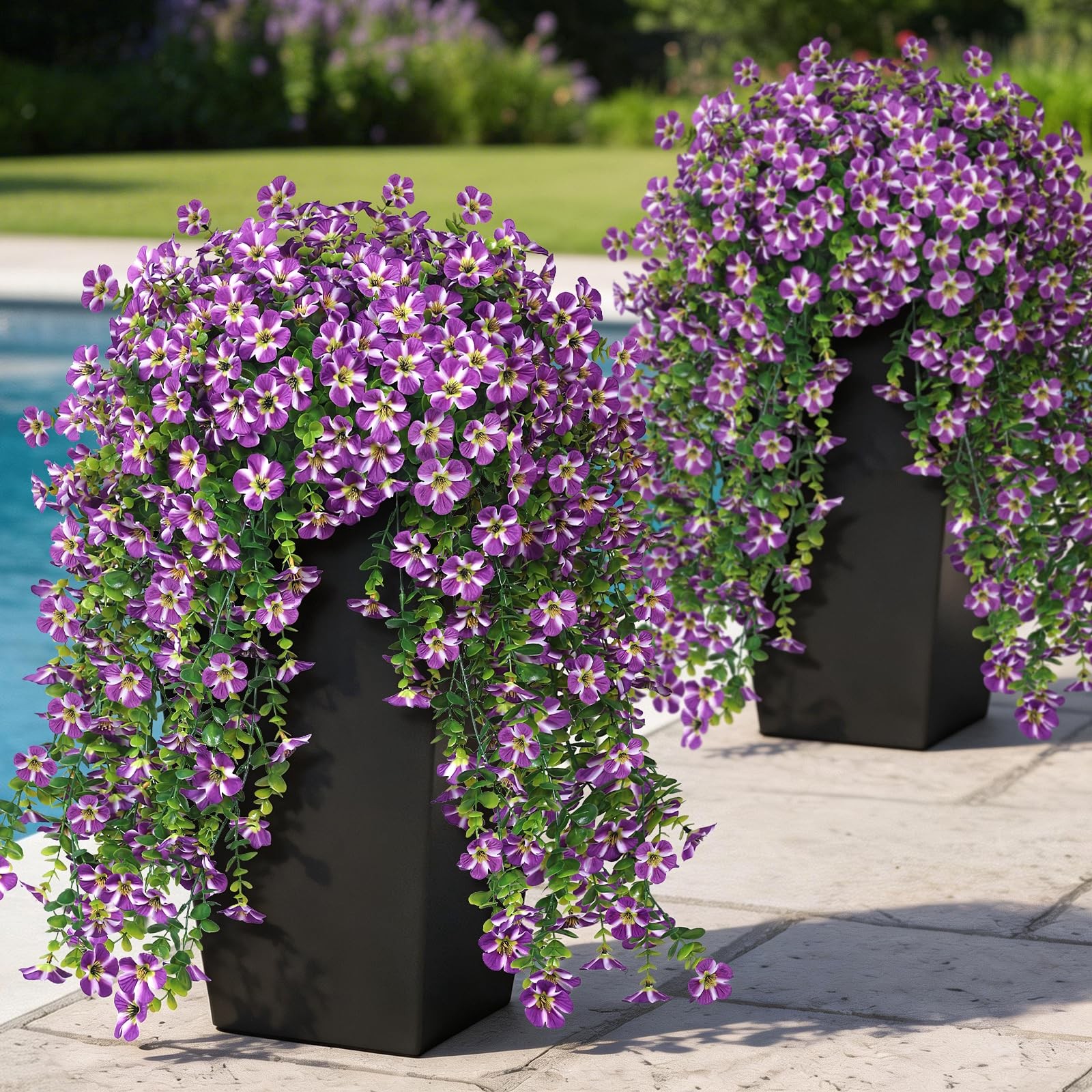 4 Bundles Artificial Hanging Morning Glory Flowers for Outdoor, Realistic Han…