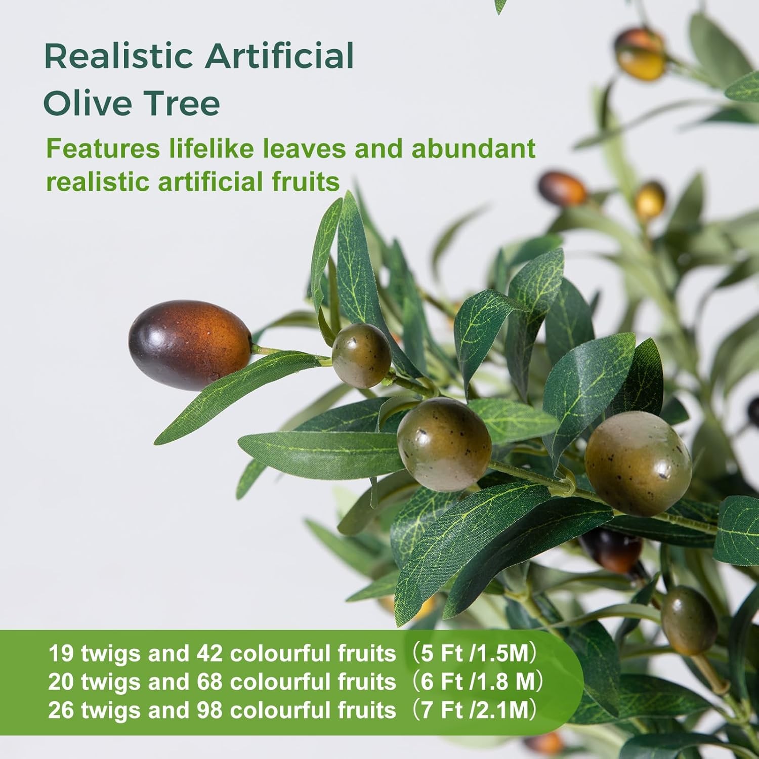 Olive Trees Artificial Indoor, 5FT Tall Faux Olive Tree with Moss and Planter,
