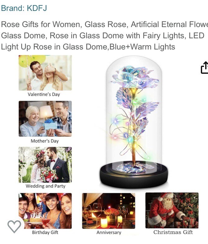 Eternal Rose In Dome With Fairy Lights Batteries Included Best Wishes Boxed Gift