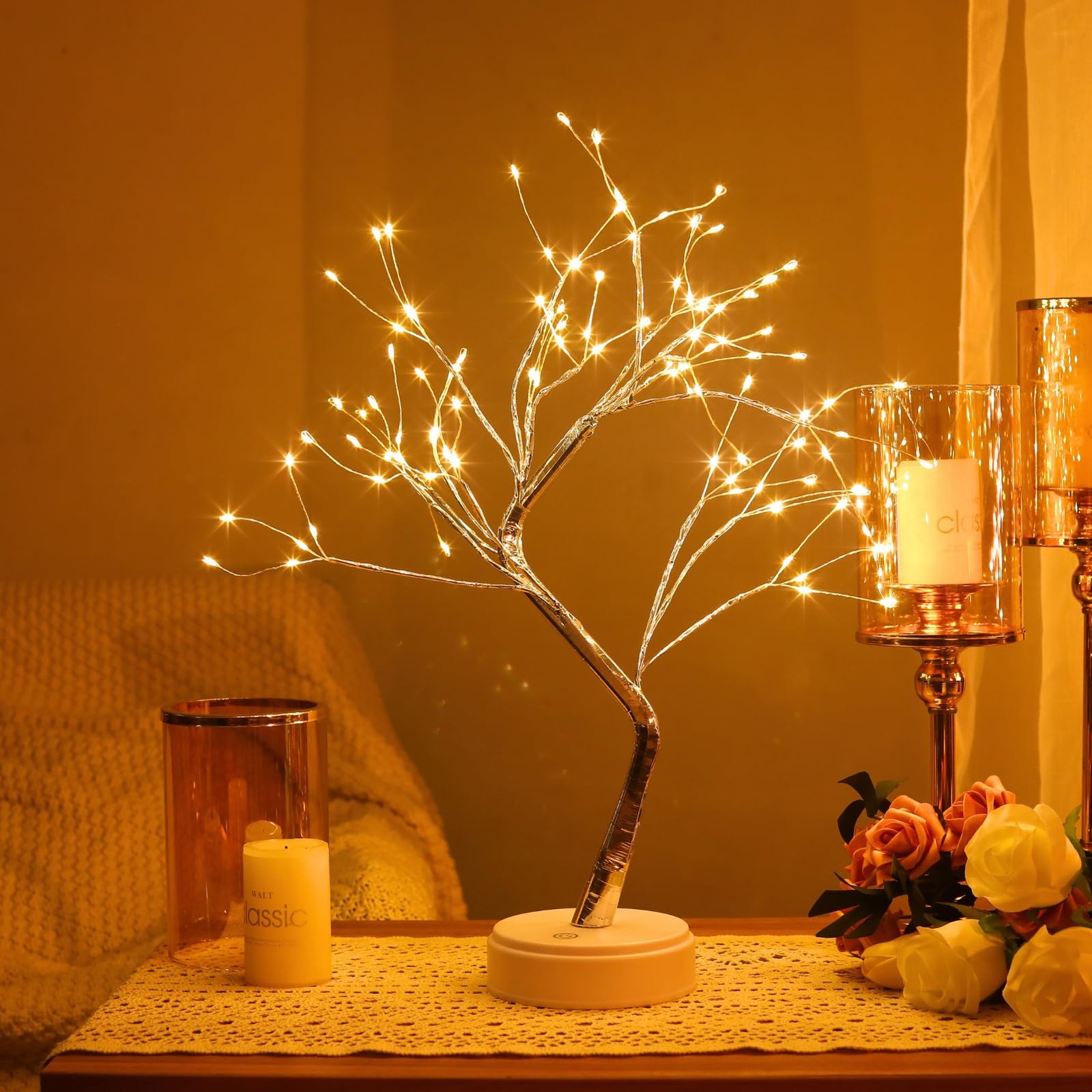 Bonsai Tree Lights For Easter Decor 20 Inch Firefly Tree Lamp 108 LED Warm White