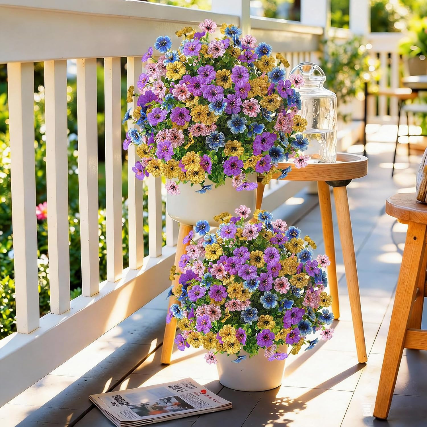 2Pcs 20″ Artificial Topiary Ball Flowers for Outdoors, Spring