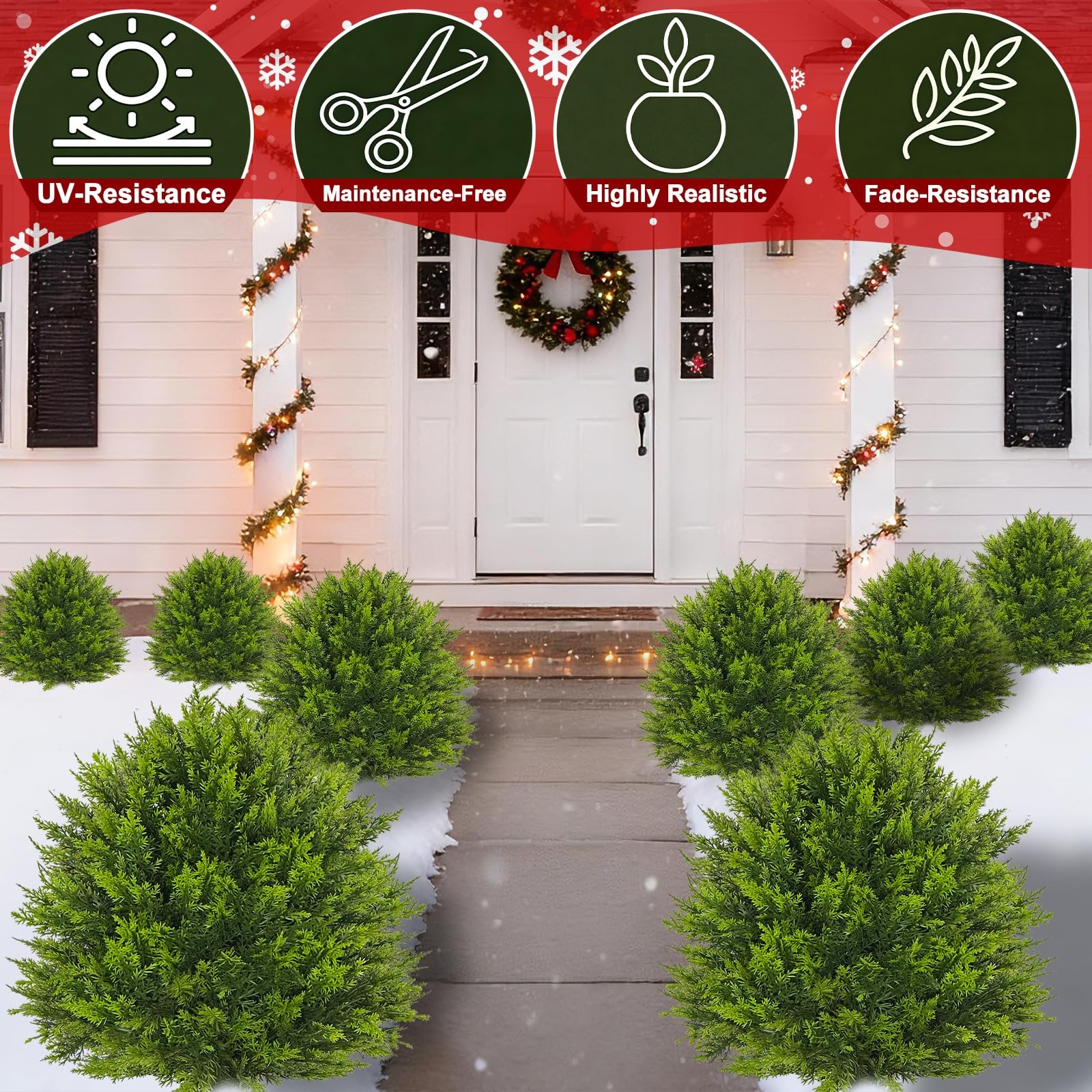 2 Pack 24”Artificial Topiary Ball Tree with Spike Soft Cypress Realistic Faux…
