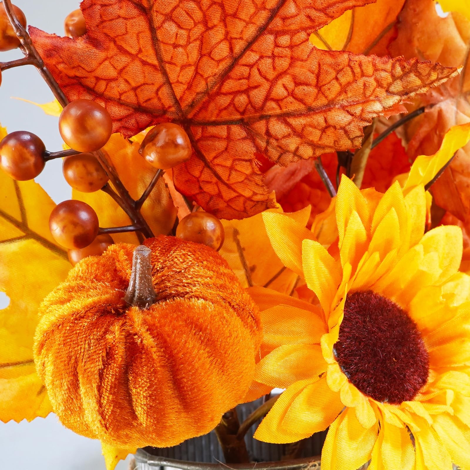 Set of 3 Small Potted Maple Arrangement Artificial Maple Leaf Branches Faux F…