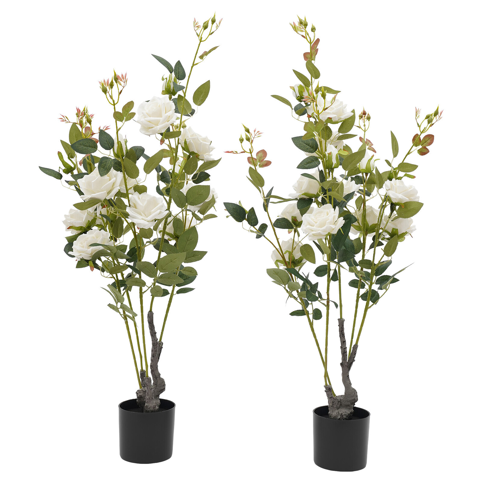 2 Pack 35.4″ Artificial Rose Tree Faux Floral Trees Artificial Flower Plant US！