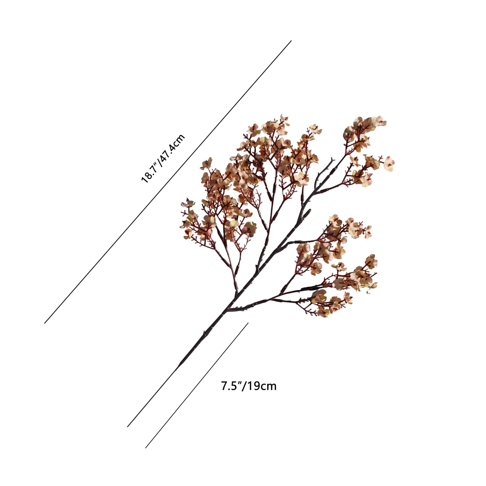 6 PCS Light Brown Artificial Babys Breath Flower Silk Gypsophila 18.5 Inch Dec