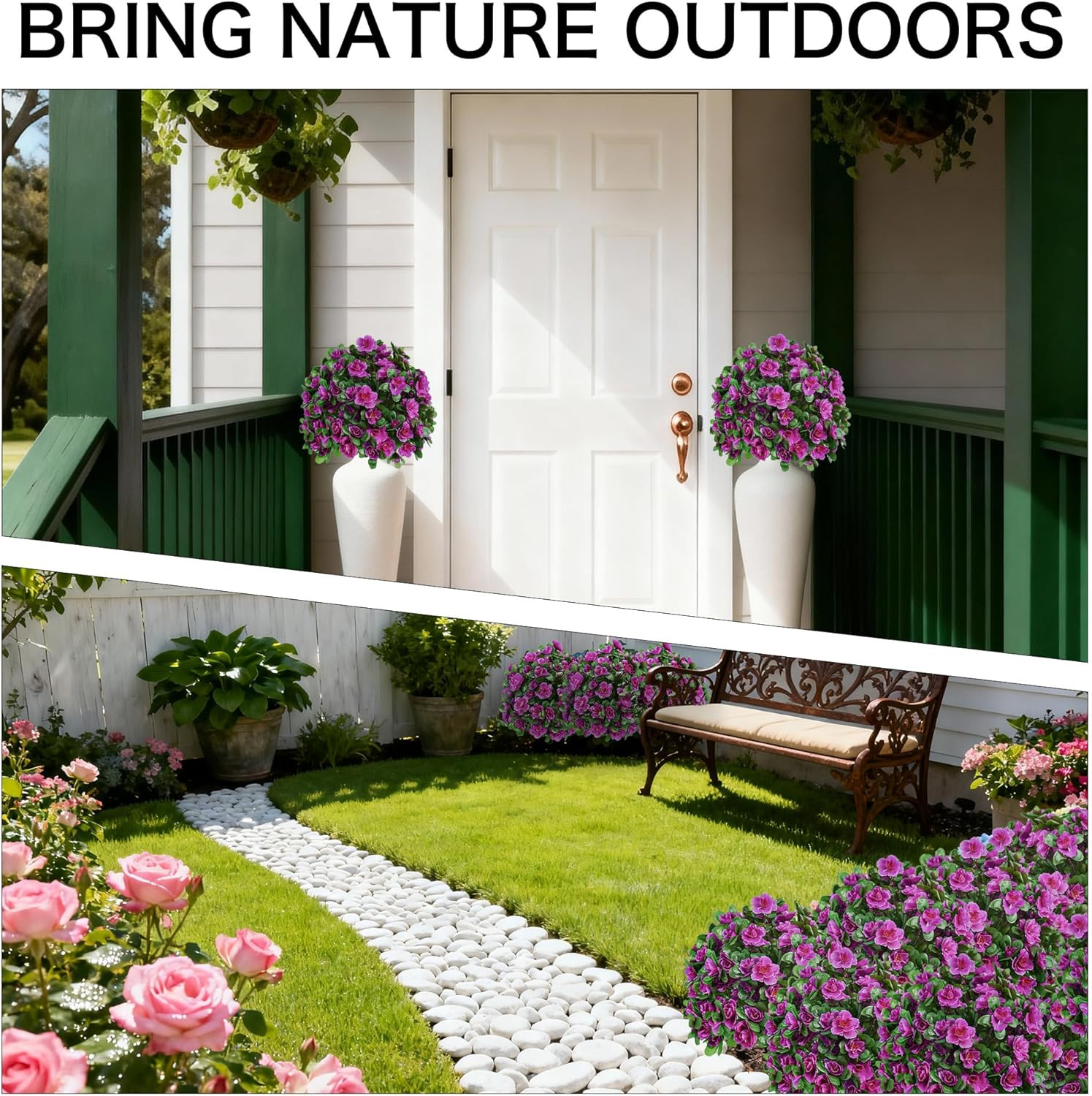 Artificial Flowers for Outdoors, Faux Outdoor Plants Fake Plants Topiary Balls A