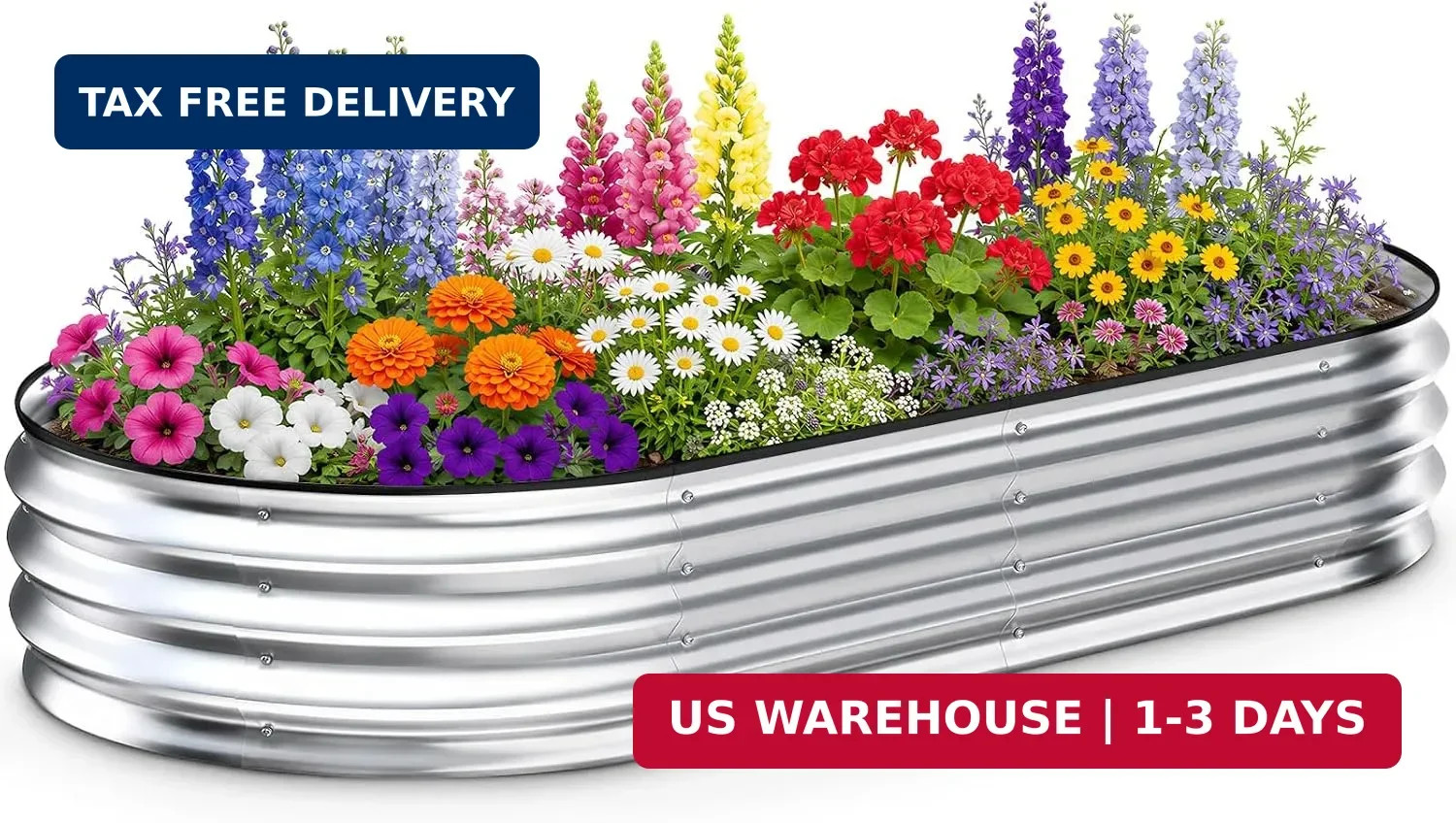 NEWBULIG Galvanized Raised Garden Bed Outdoor, 4x2x1ft Metal Planter Box for Veg