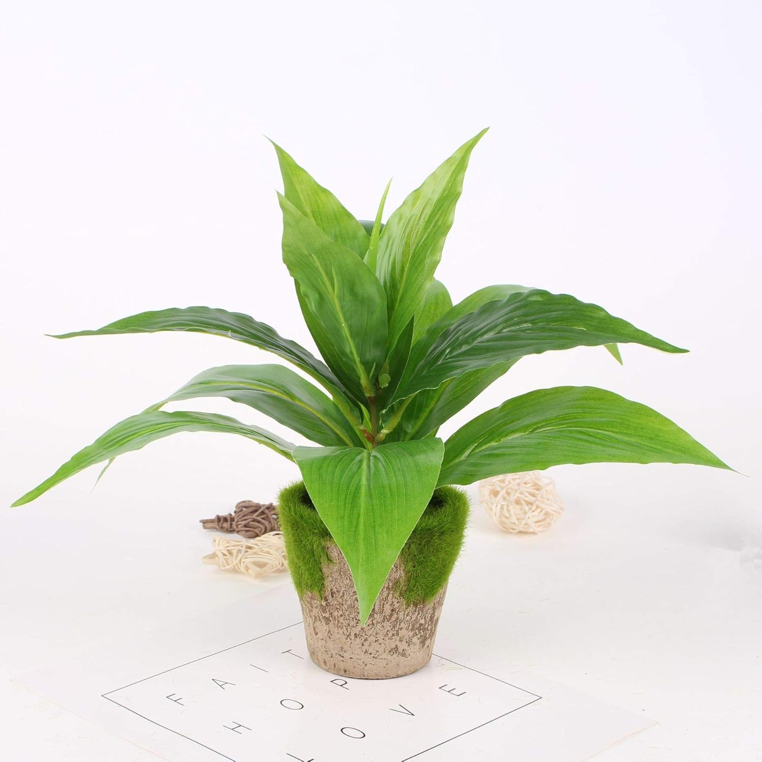 CATTREE Artificial Plants Outdoor Decor, Fake Plant Shrubs Faux Grass Plastic Le