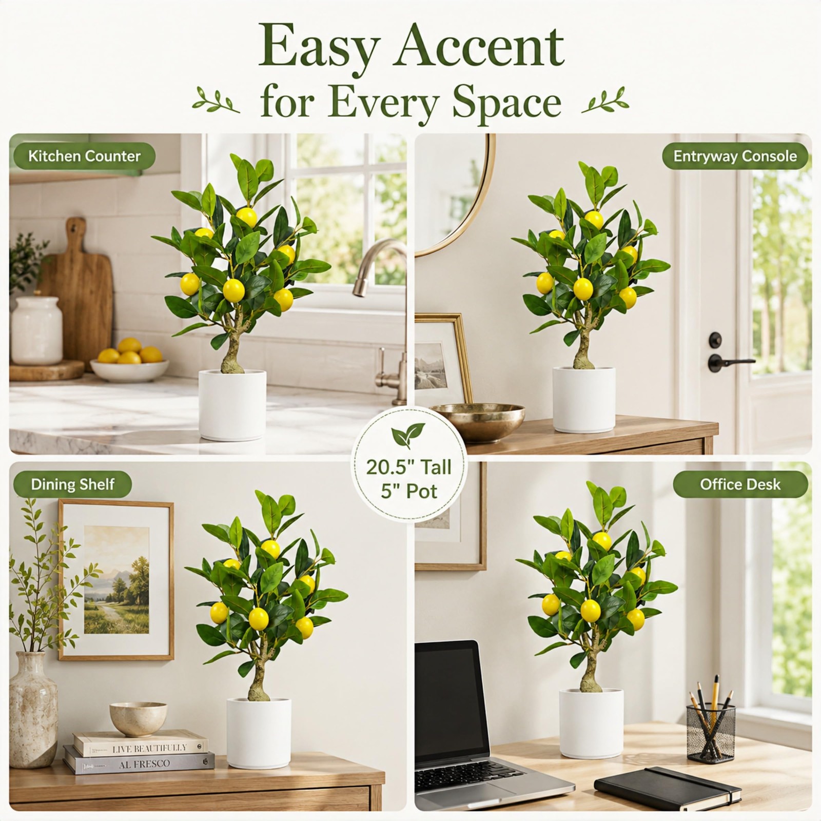Artificial Lemon Tree 20.5 Inches Tall, Fake Potted Citrus Plant with Lemons …