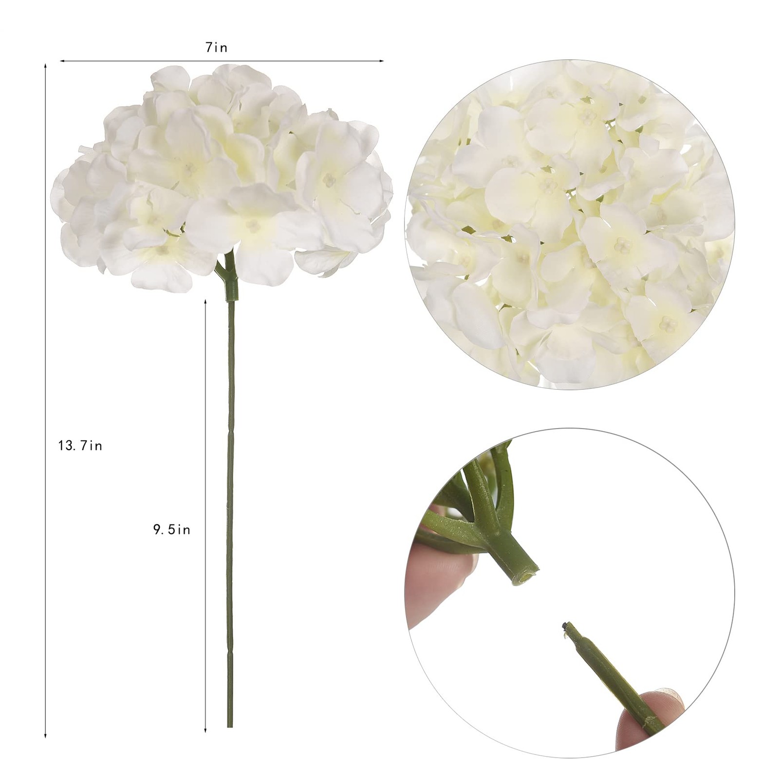 LUSHIDI 10PCS Silk Hydrangea Heads with Stems Artificial Flowers for Wedding Par