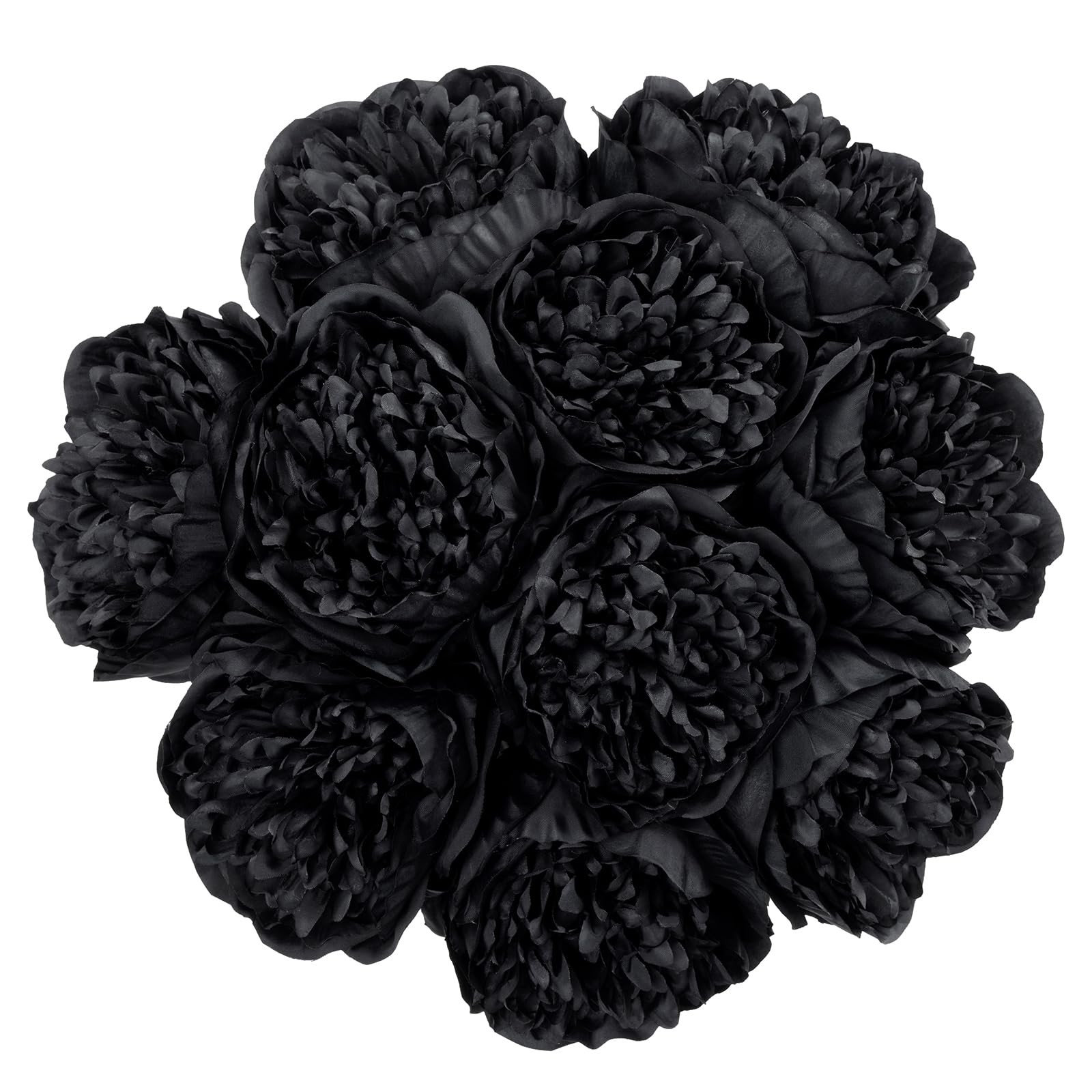 10 Heads Artificial Peony Silk Flower Leaf Home Office Wedding Decor Black