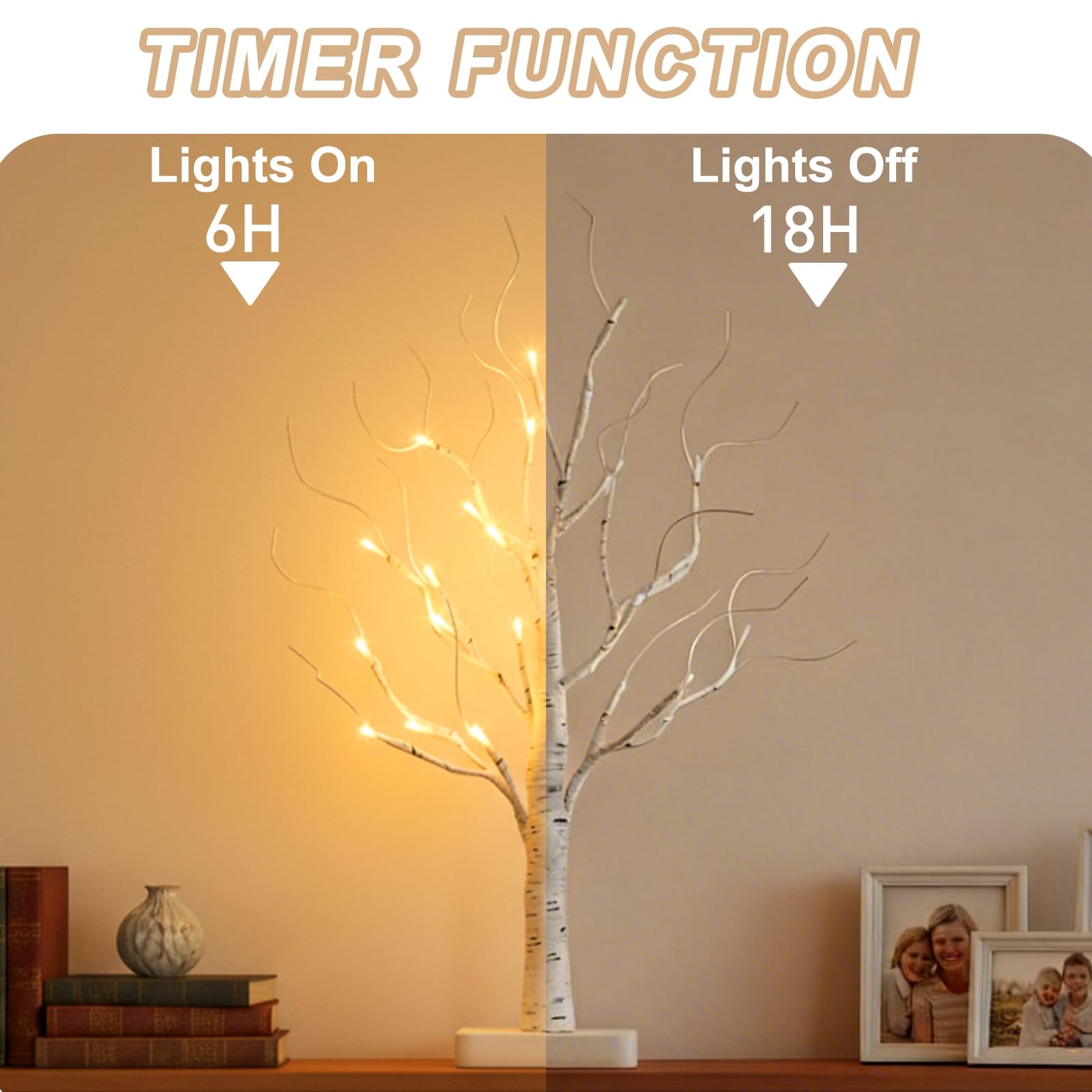 “Birch Tree LED Lights Battery Operated Mini Decor for Christmas Table