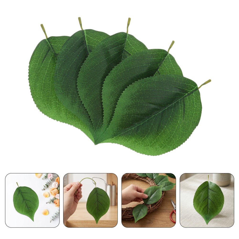 30Pcs Flexible Green Faux Leaves for Crafting Wedding Bouquets and DIY Decor