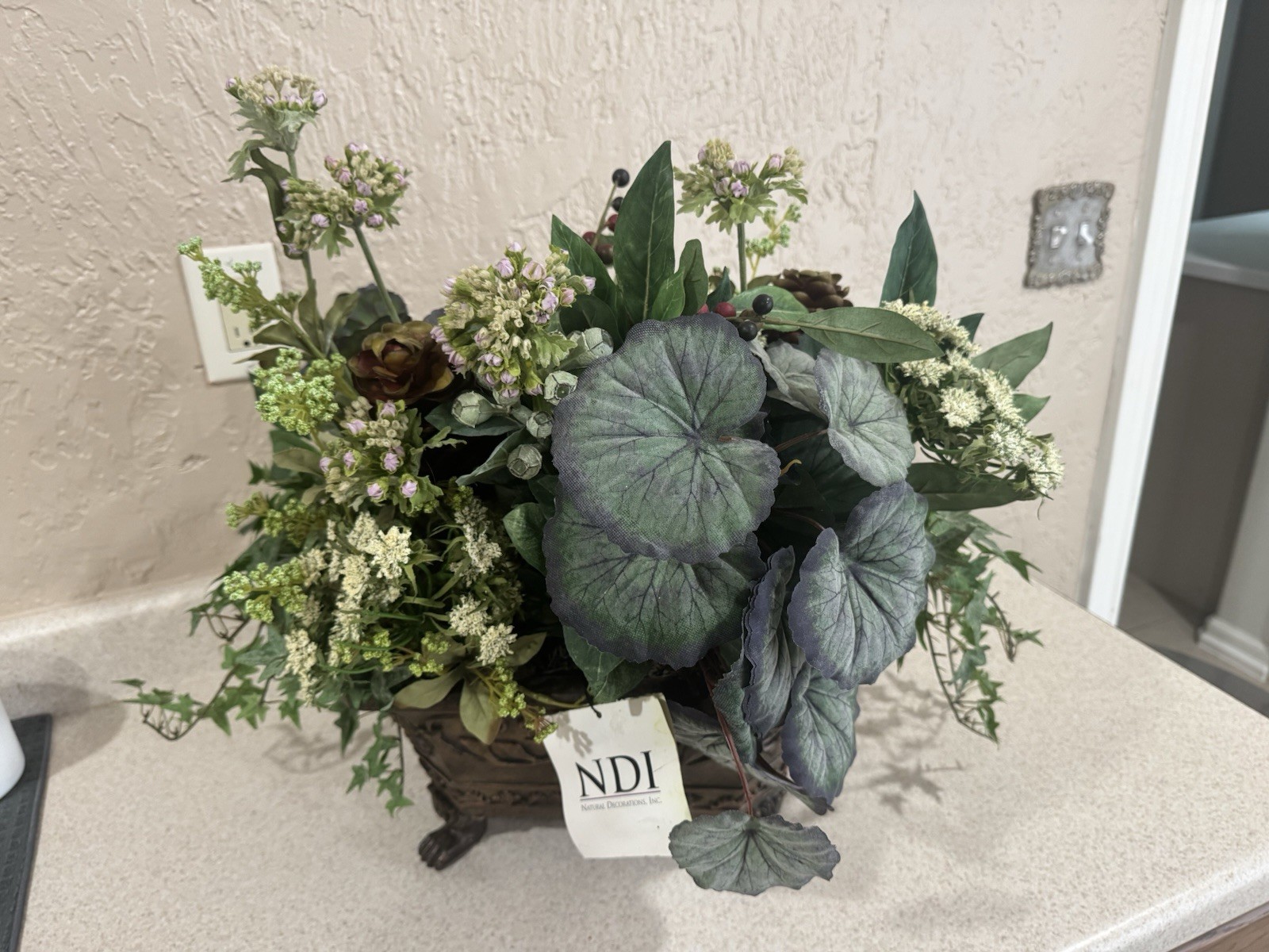 NDI Natural Decorations Inc Luxury Faux Floral Arrangement 976-316 Signed Tag