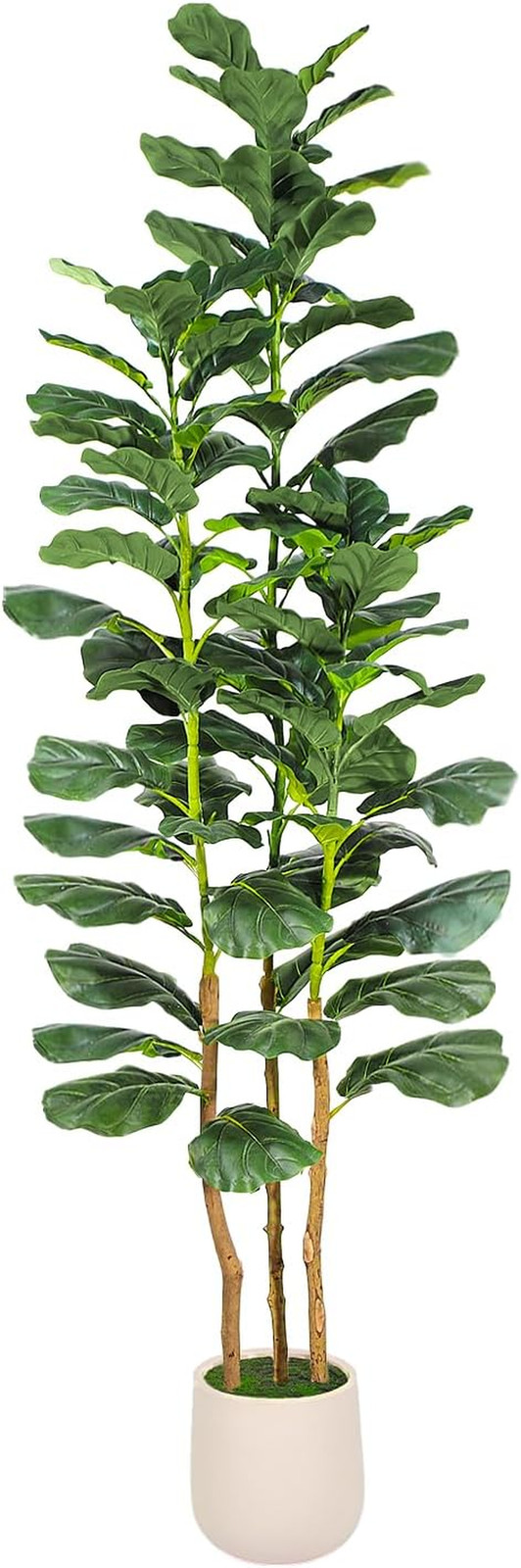 6ft Artificial Fiddle Leaf Fig Tree with White Planter, Tall Fake Plant with Nat