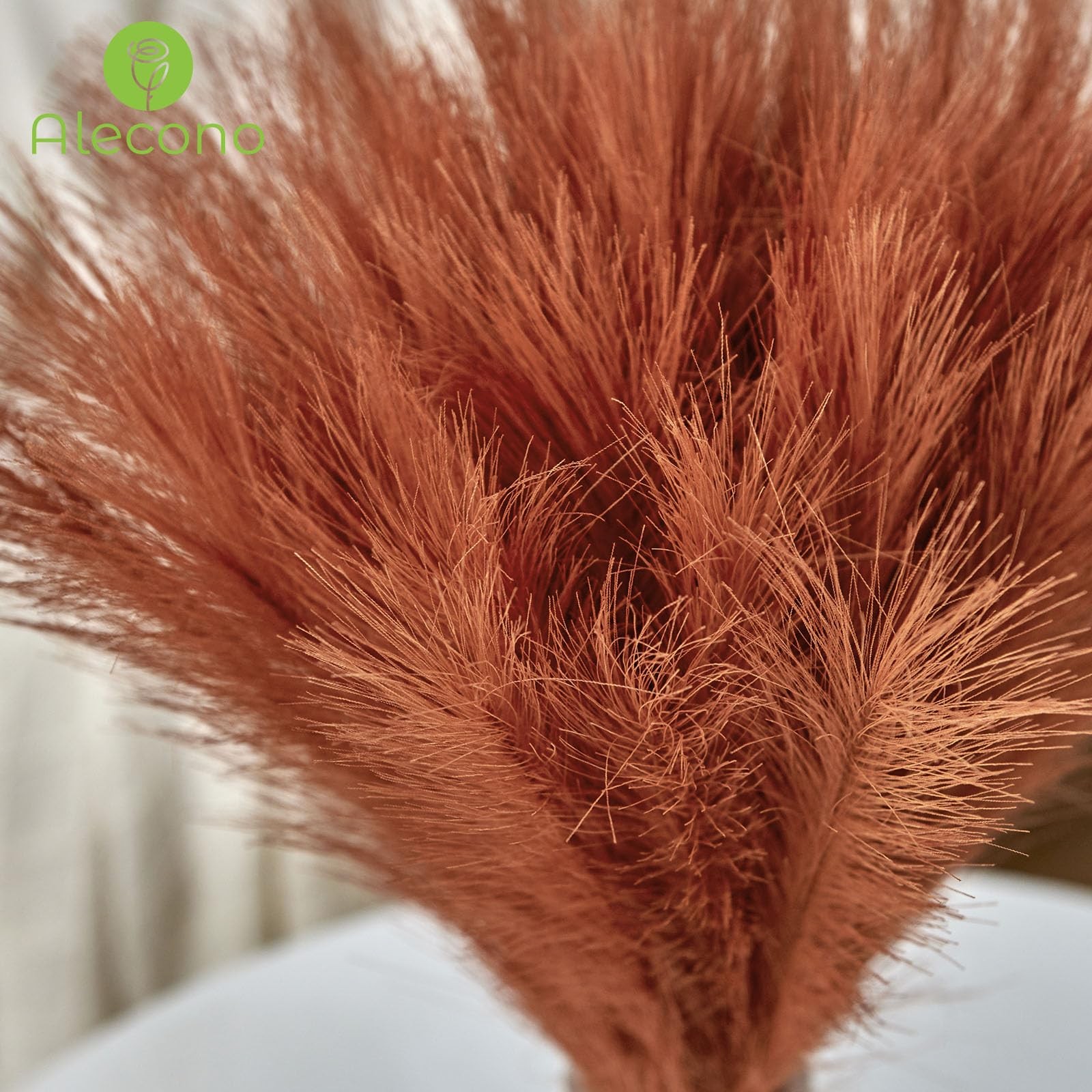 30Pcs Pampas Grass Decor 17.7 Inch, Artificial Faux Fall Orange Pampas for Fl…