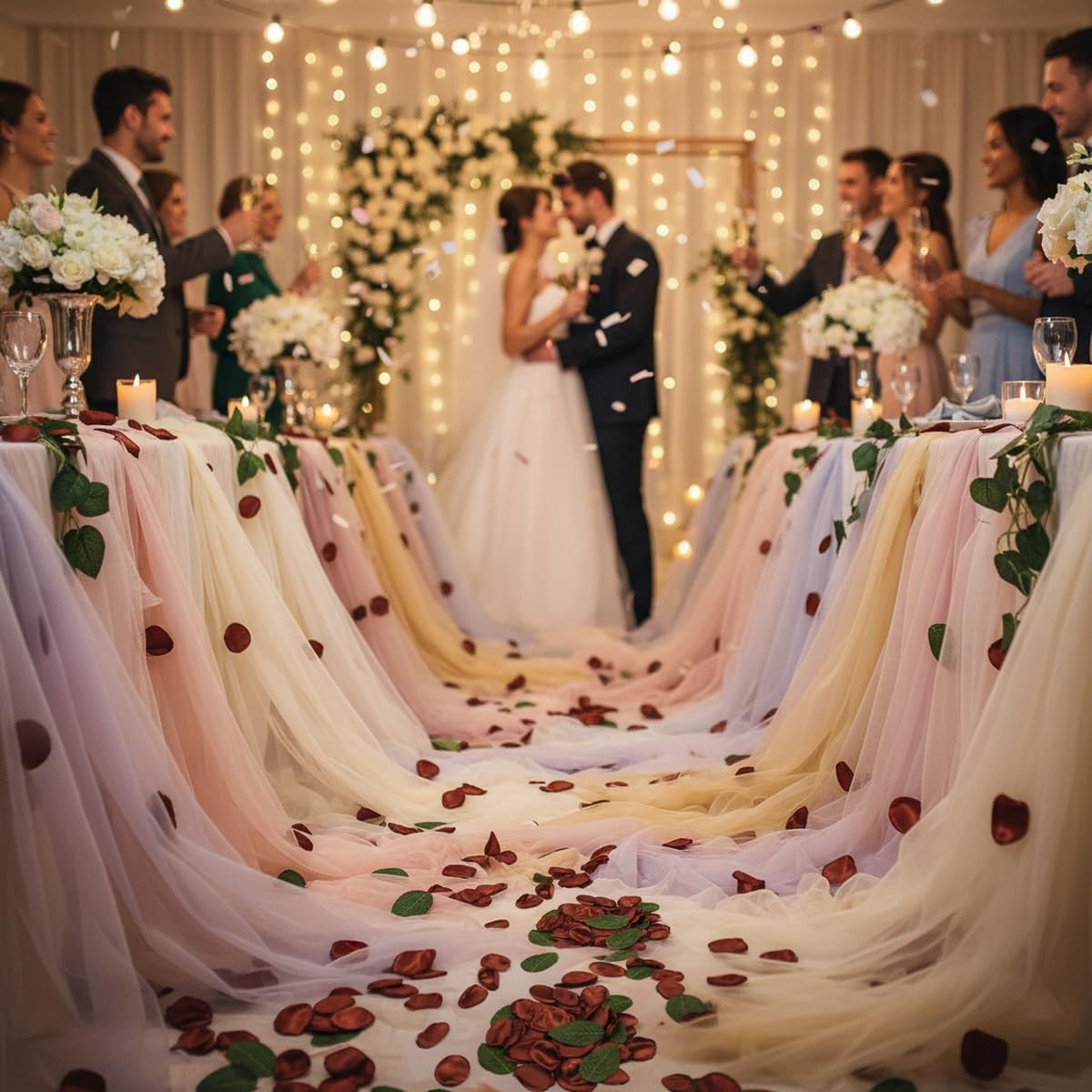 300+Pcs Artificial Flower Petals and Leaves Set – 200Pcs Faux Rose Petals + 1…
