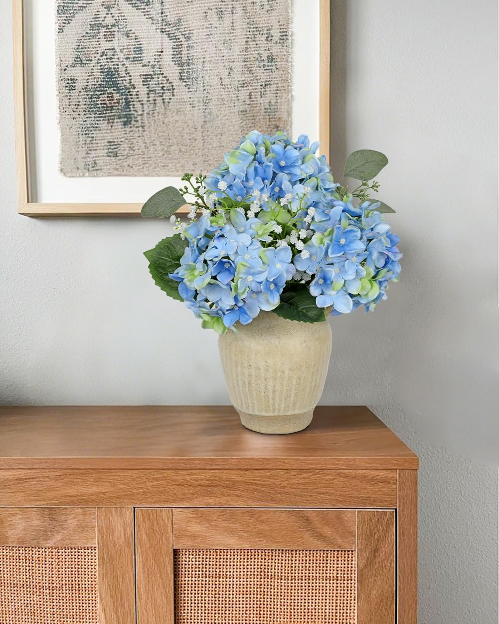 Artificial Blue Hydrangea in Pot with Vintage Ceramic Vase, Potted Hydrangea …