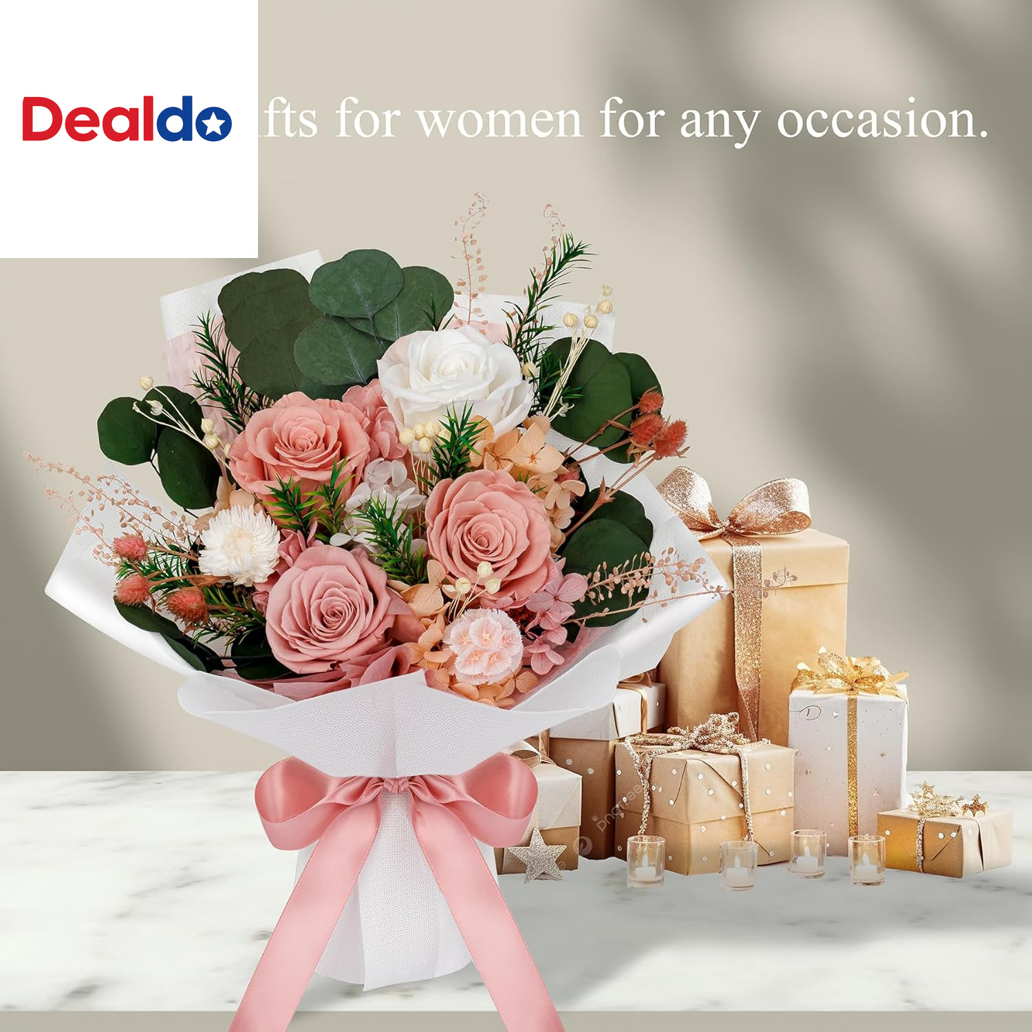 4 Roses Mixed Bouquet for Mother’S Day, Flowers for Delivery, Preserved Flowers