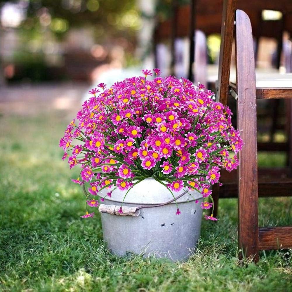 Large Faux Daisy Sunflowers – Indoor Outdoor Decor Pack of 8