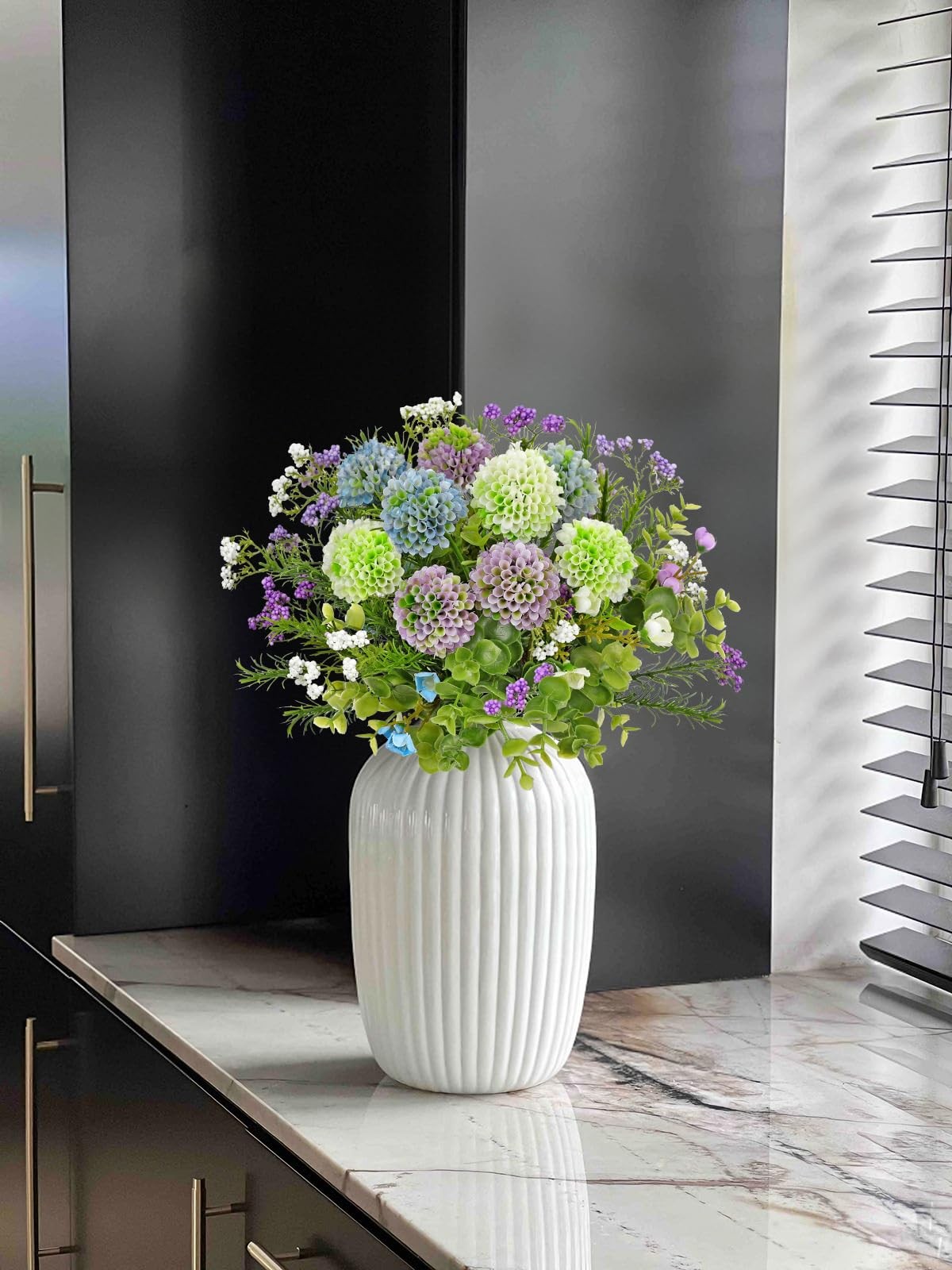 UV Resistant Artificial Flowers for Outdoors & Indoors 3 Bouquets, 12.9″ UV F…