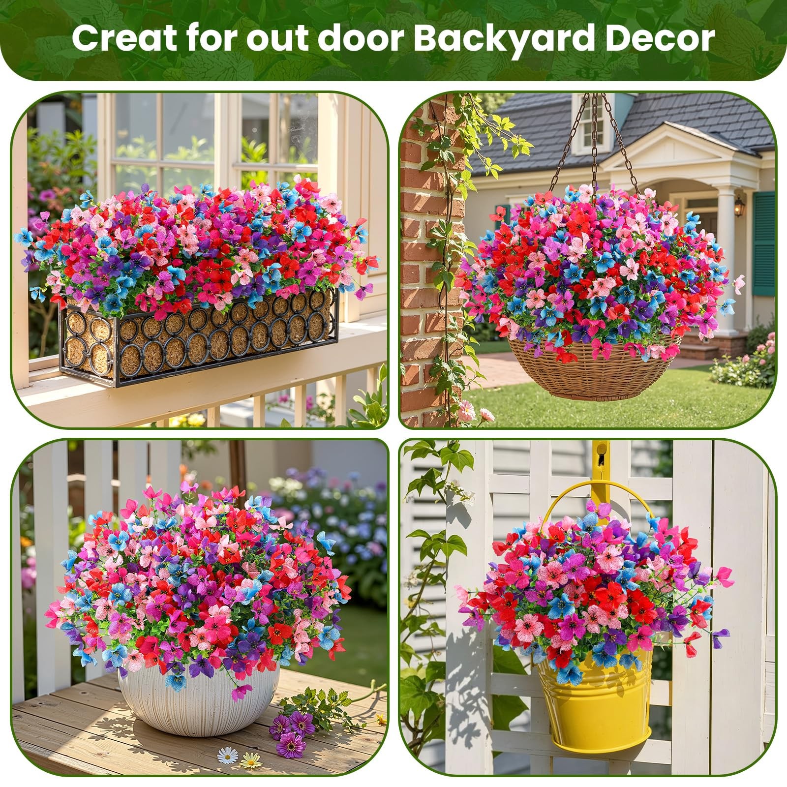 20 Bundle UV Resistant Artificial Silk Mums Eucalyptus 6 Colors HomeGarden Decor