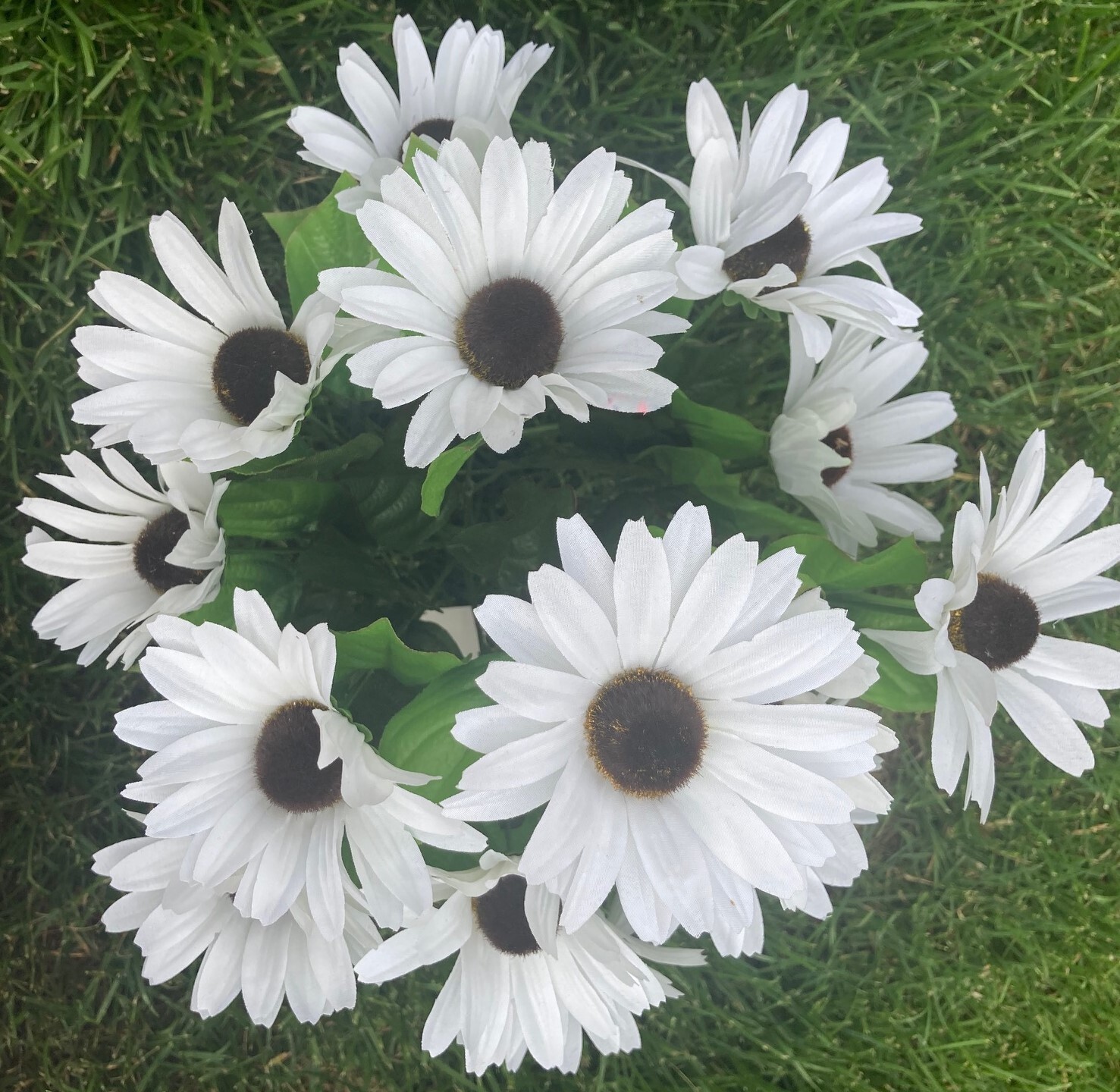 56 Flowers(4-Bushes) White Black Eyed Susan Artificial Silk Flower Bush